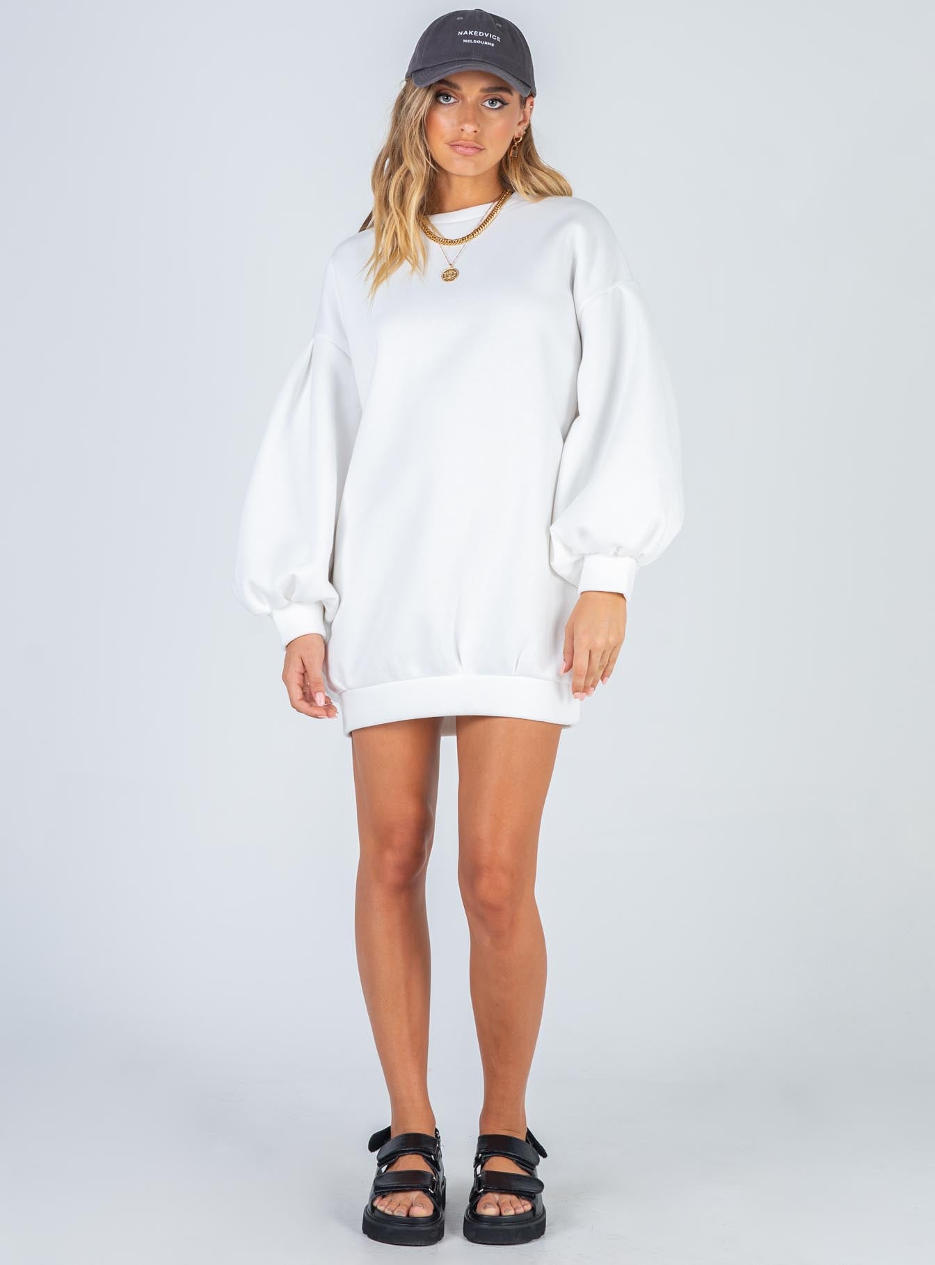 Corrie Sweater Mini Dress White - Image 3