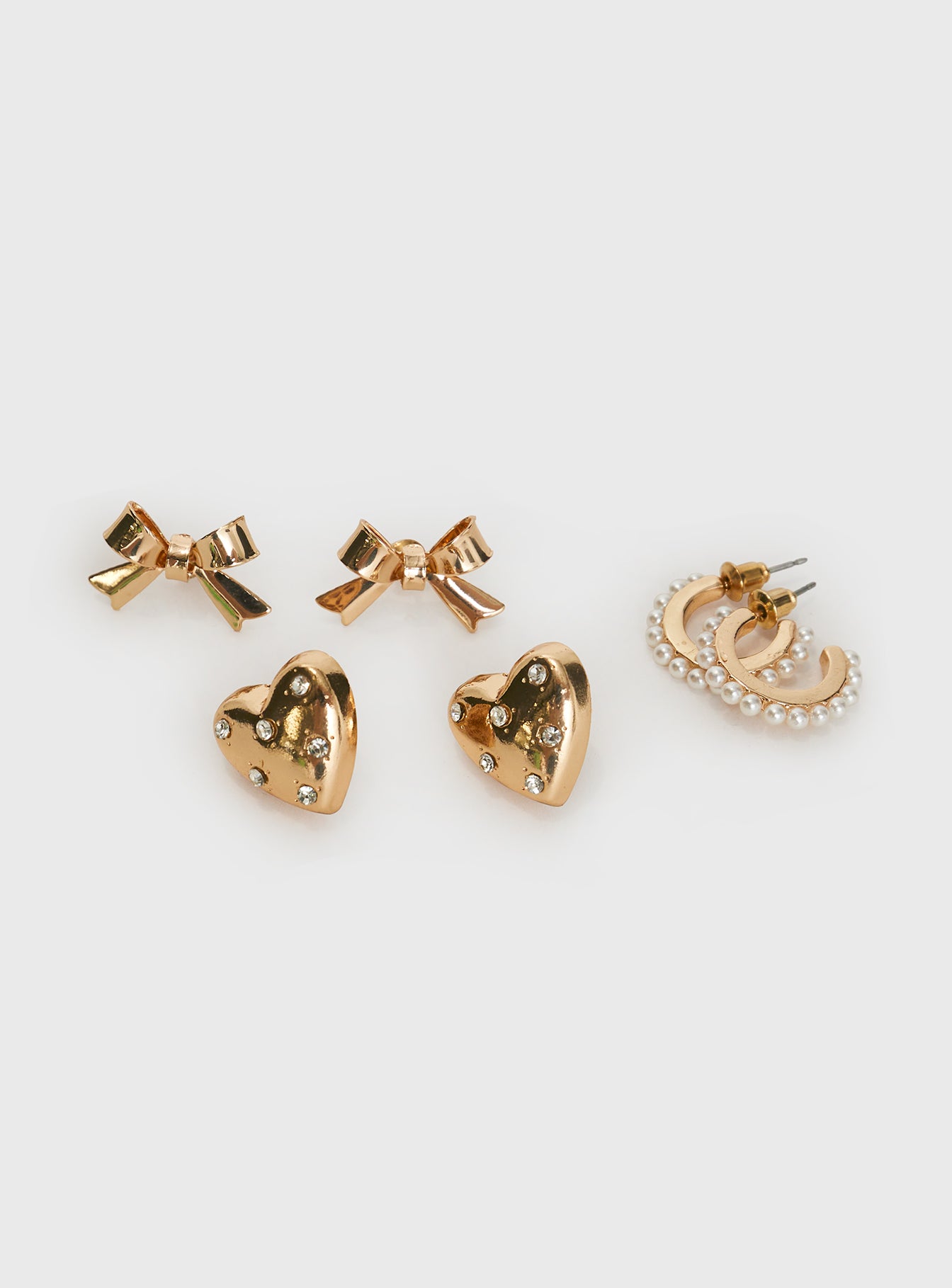 Bows & Hearts Earring Pack Gold - Image 3