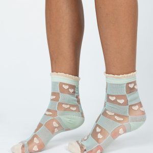 Lotte Heart Socks Cream / Blue