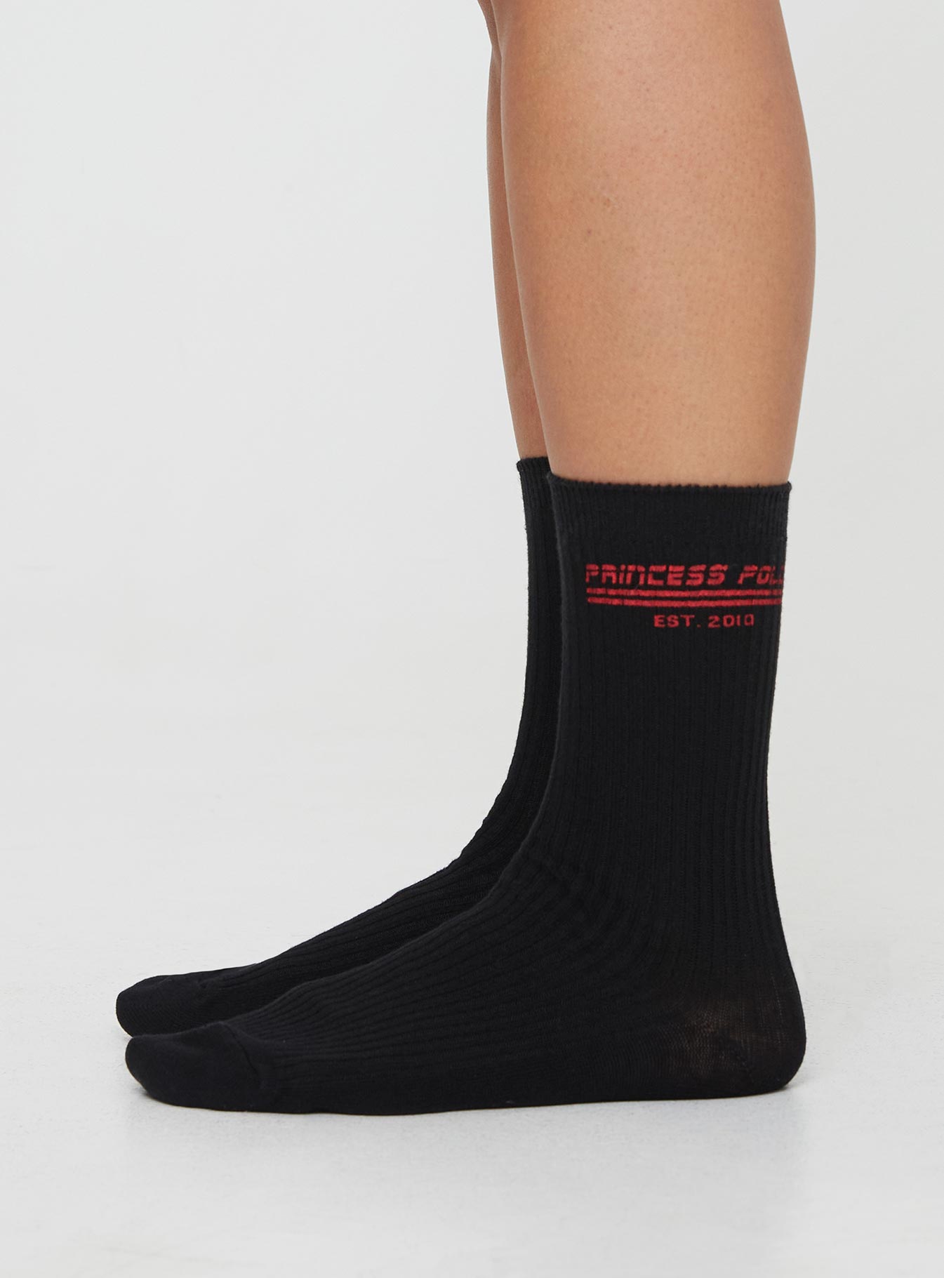 Princess Polly Crew Socks Black / Red - Image 3
