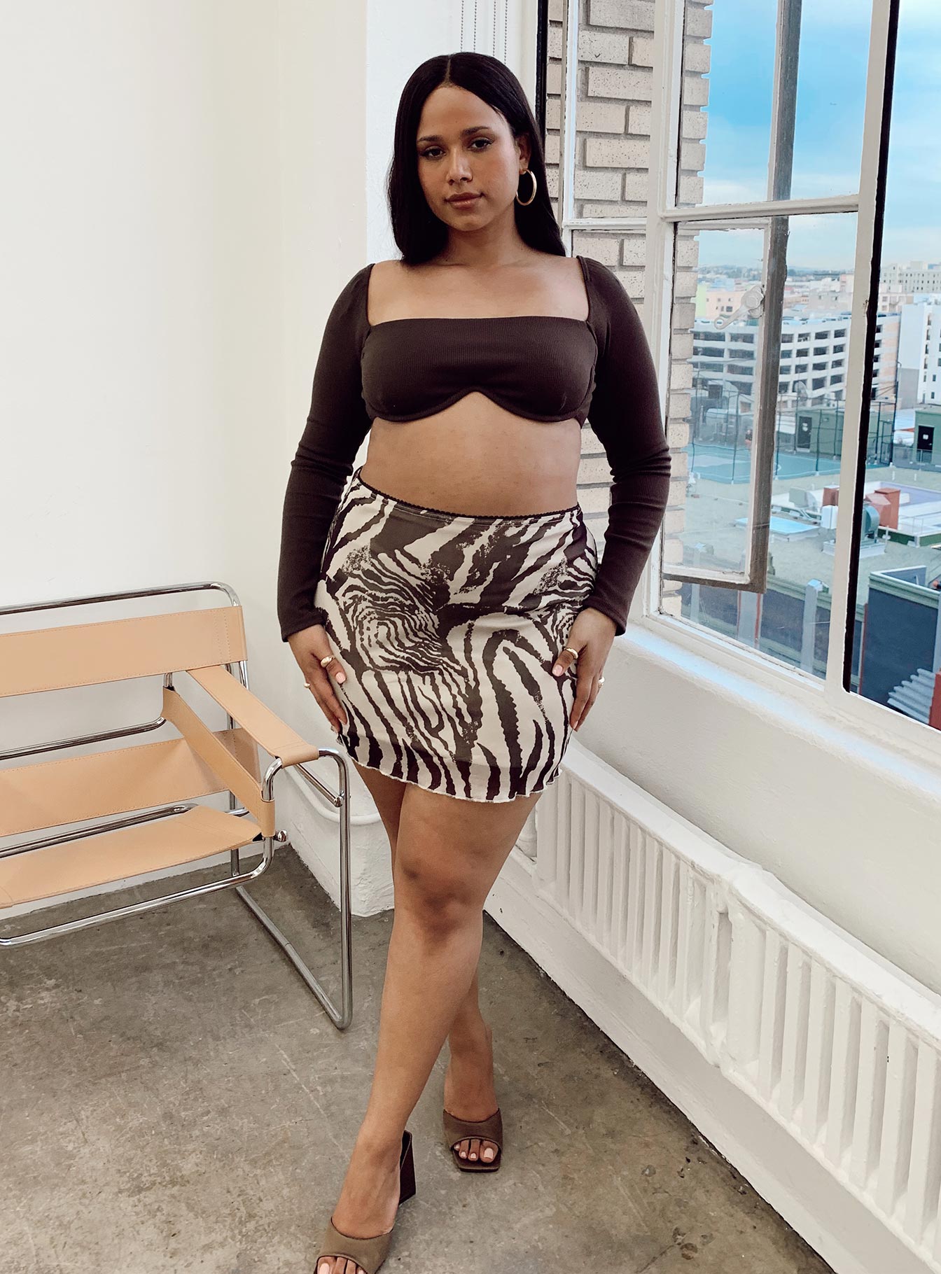 Becca Long Sleeve Top Brown Curve - Image 2