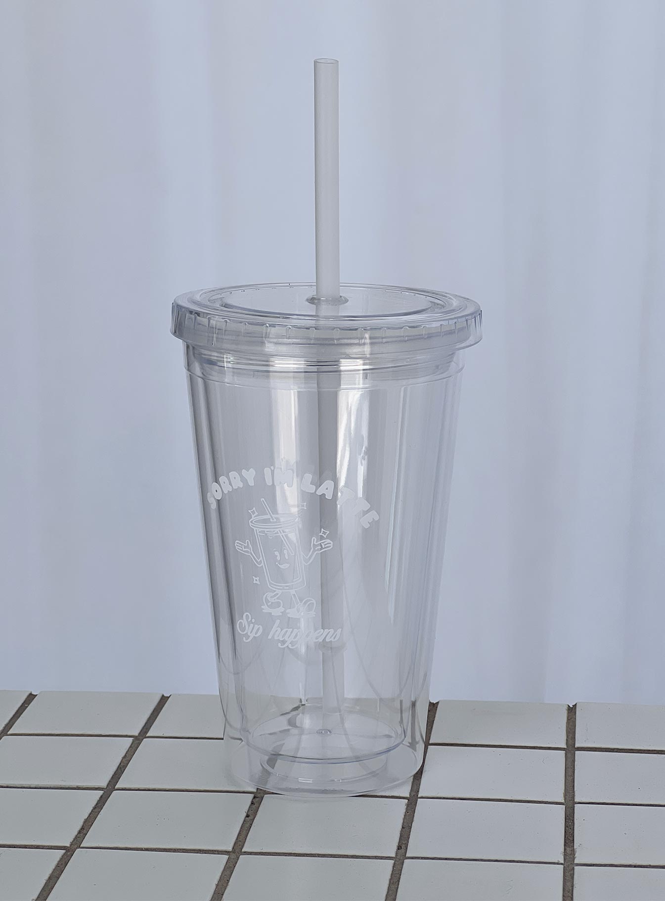 Sorry I'm Latte Iced Coffee Tumbler Clear / White - Image 3