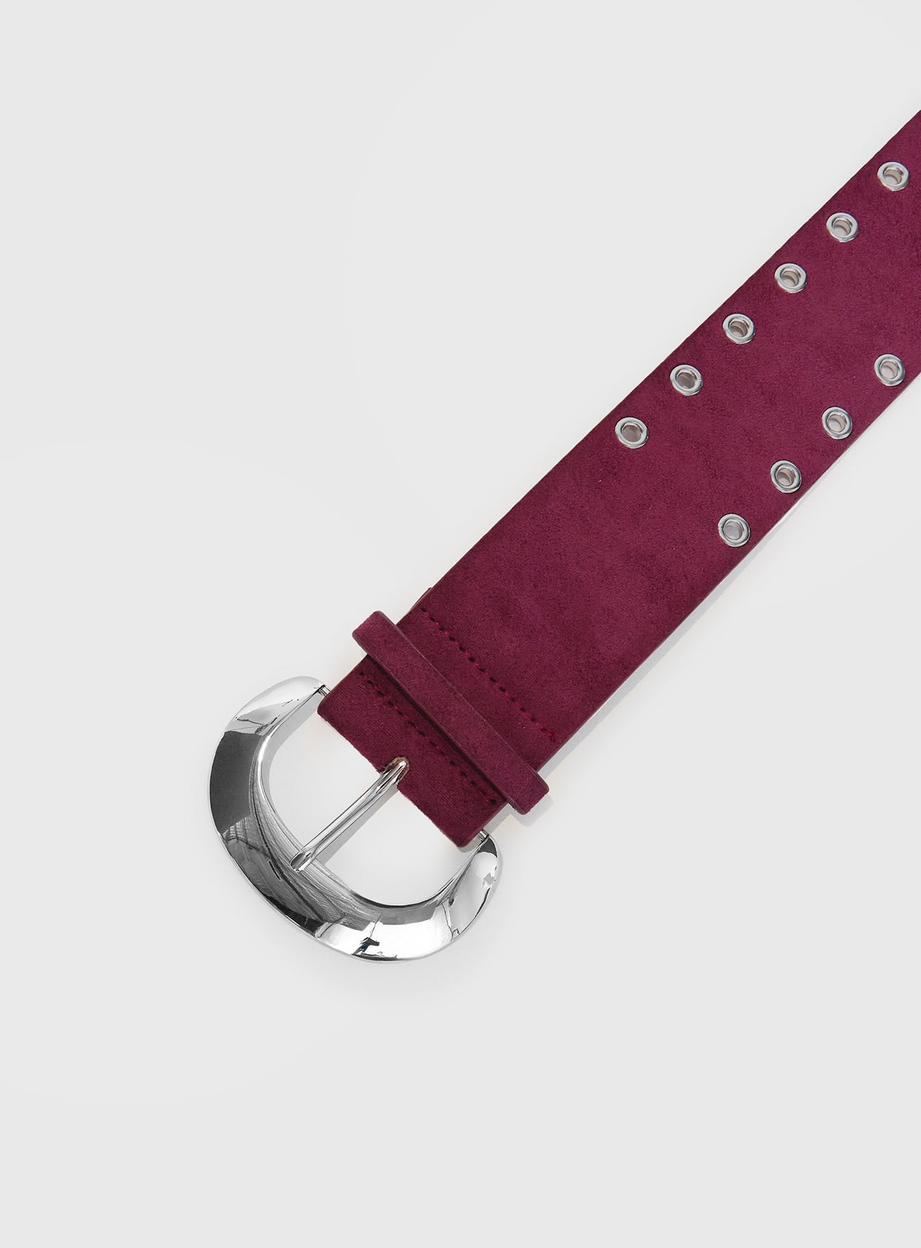 Captain Faux Suede Belt Red / Silver - Image 3
