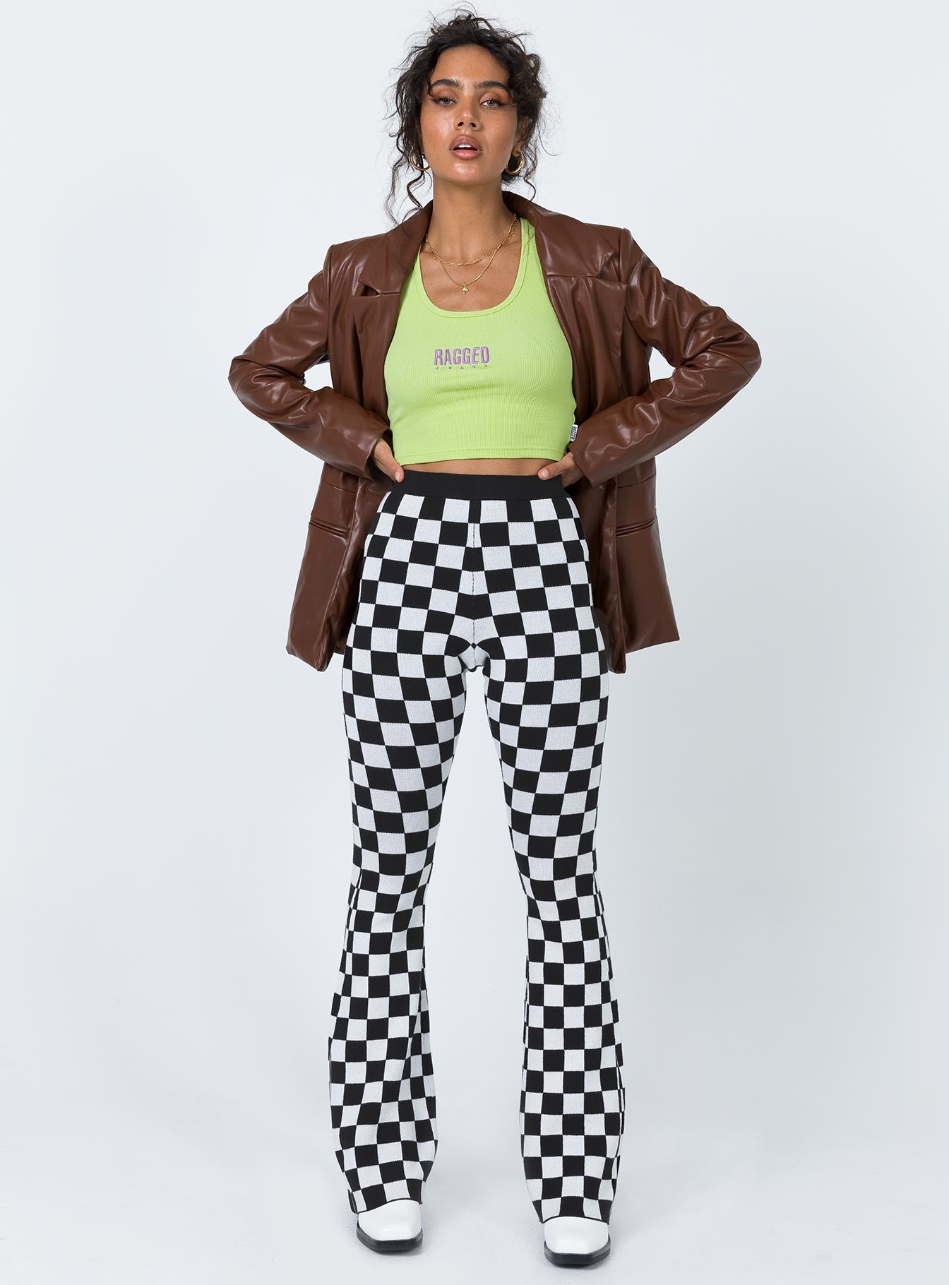 Morrison Faux Leather Blazer Brown - Image 6