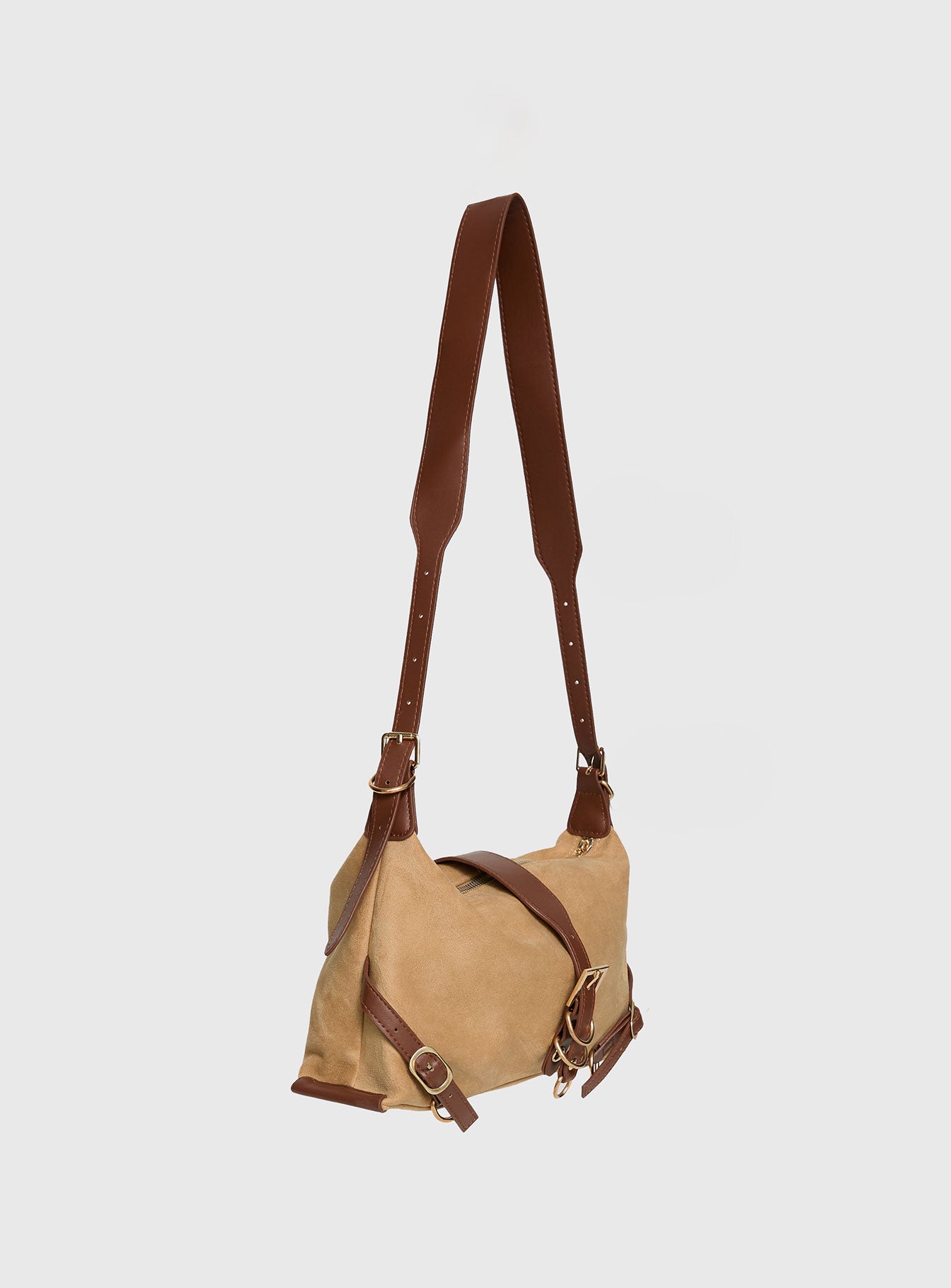 Anatolius Faux Suede Shoulder Bag Brown - Image 3