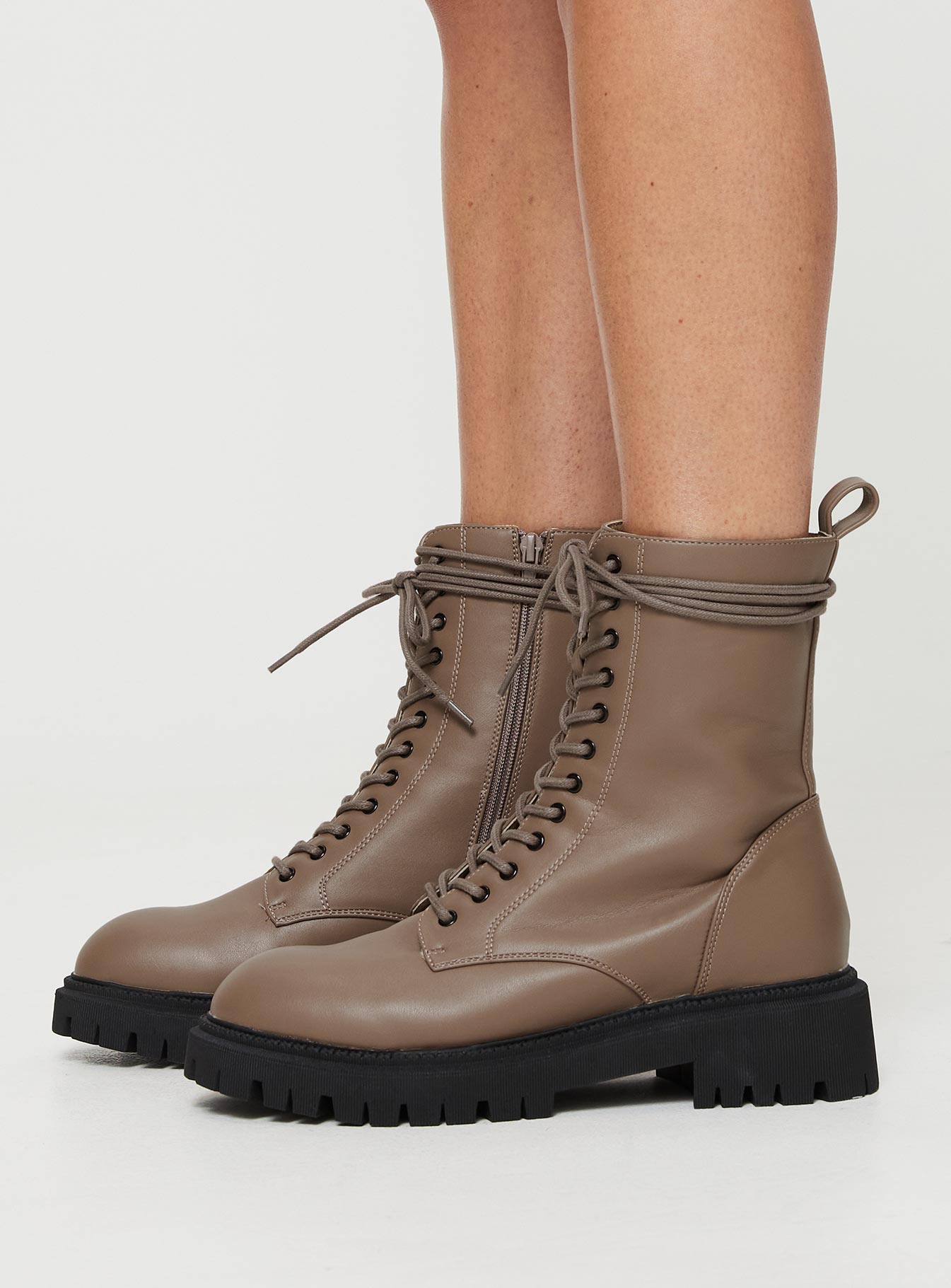 Tailor Lace Up Boots Taupe - Image 3
