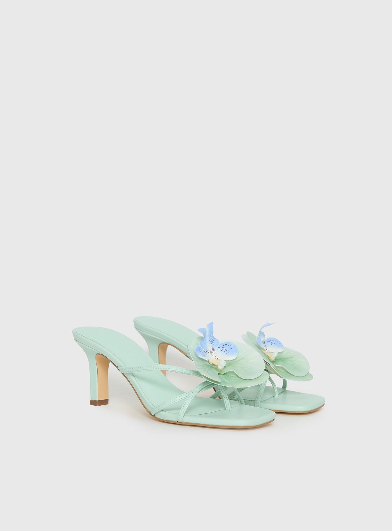 Azira Flower Detail Heels Blue - Image 3