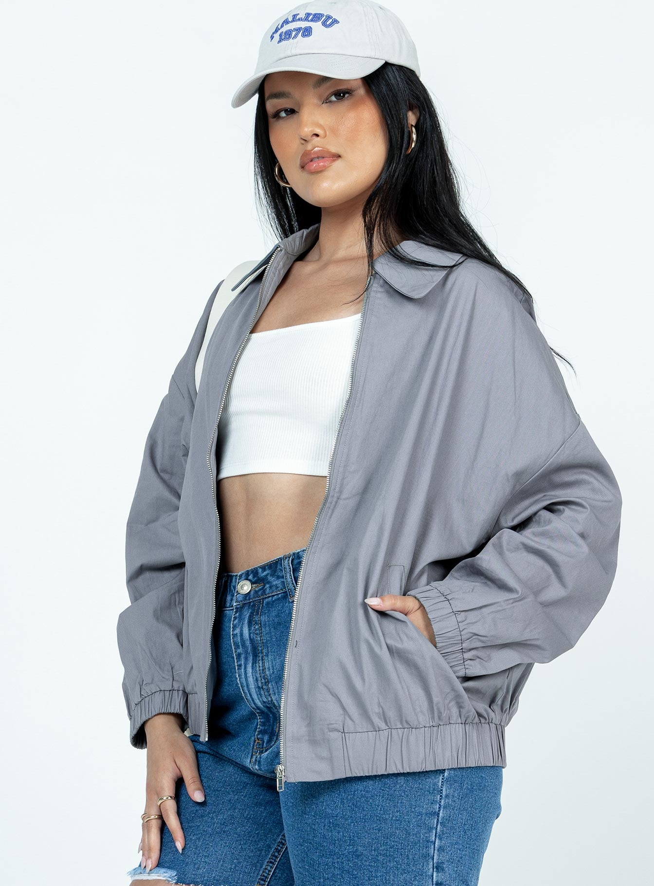 Telford Zip Up Coaches Jacket Slate - Image 4