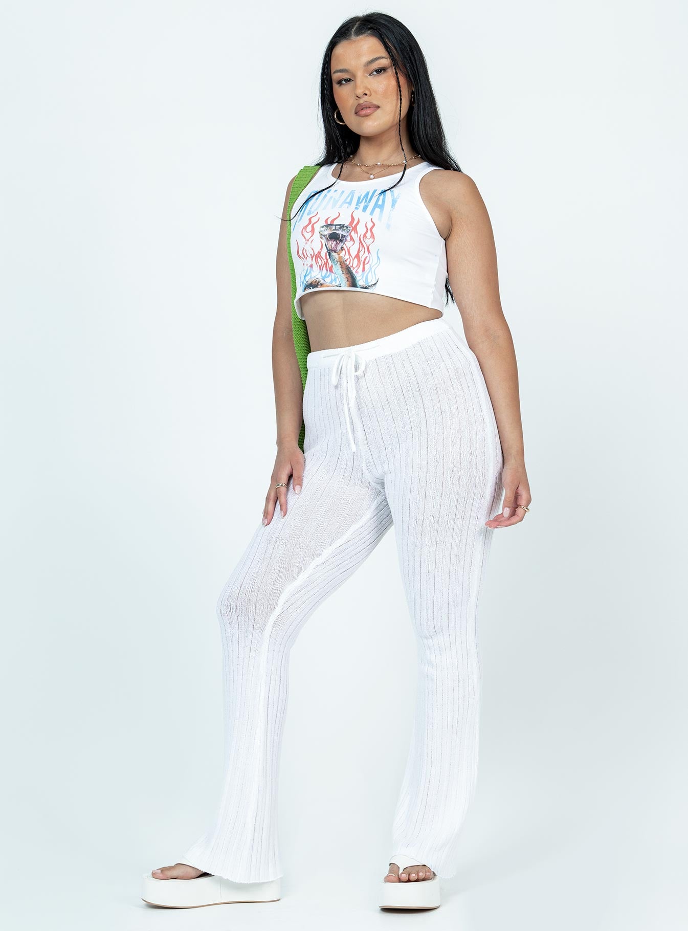Santorini Knit Pant Ivory - Image 4
