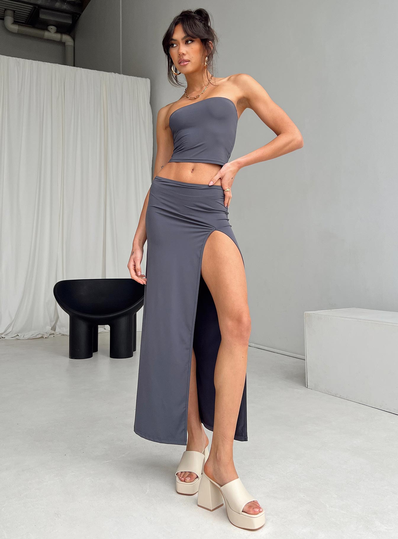 Lowell Maxi Skirt Grey - Image 3