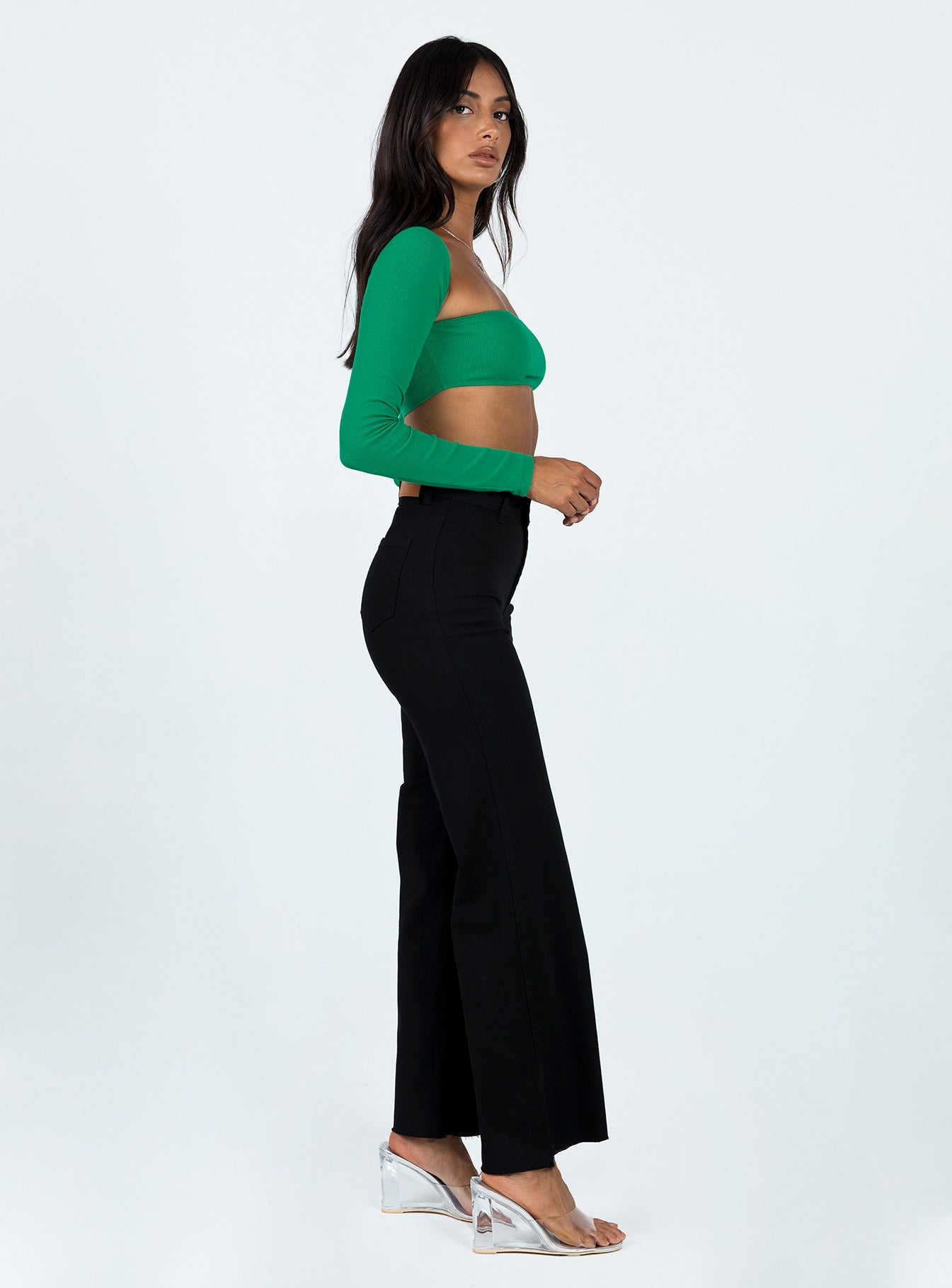 Vamp Wide Leg Denim Jeans Black - Image 3