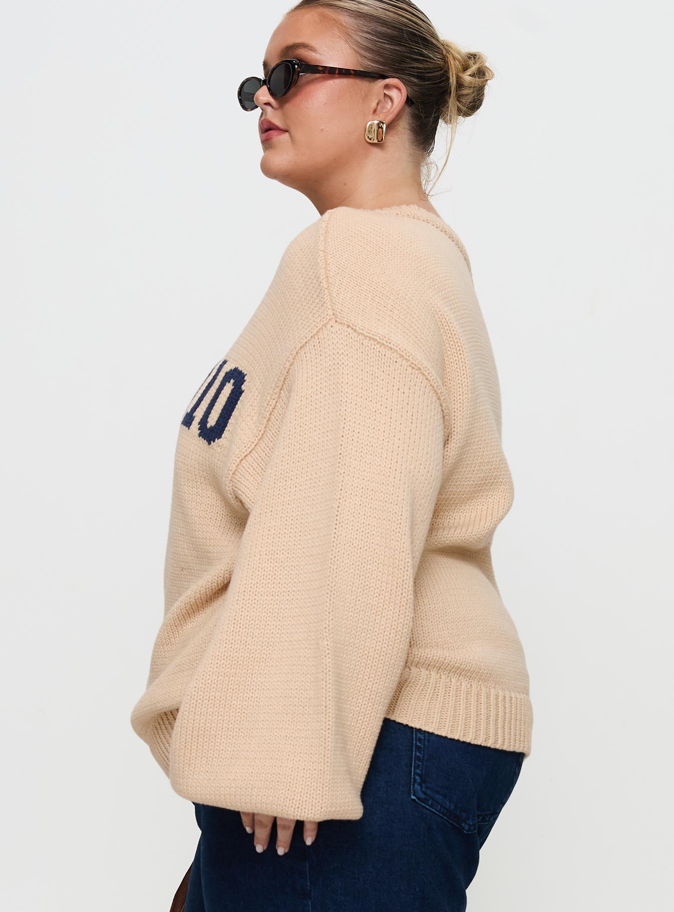 Jadynn Off Shoulder Knit Sweater Cream Curve - Image 4