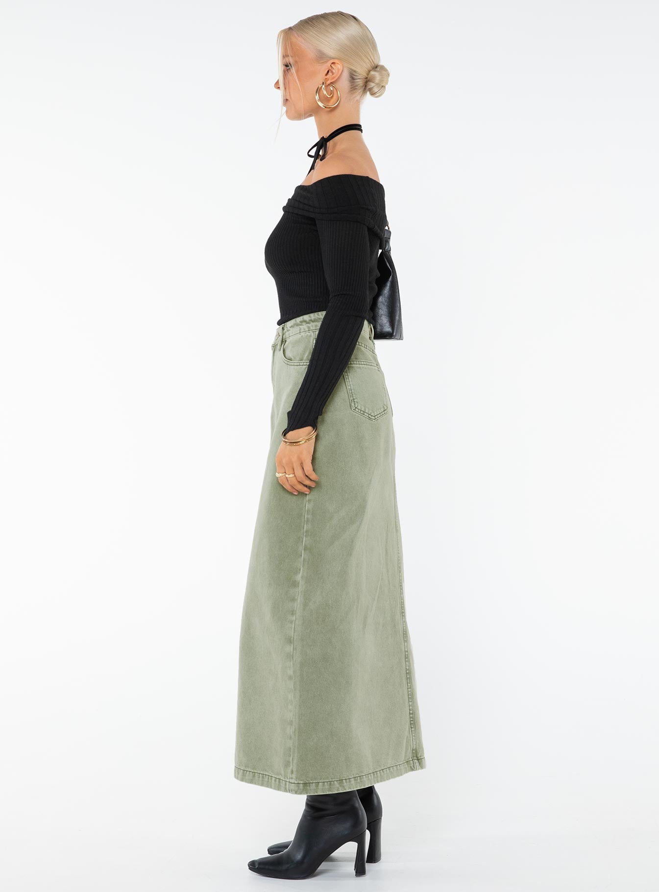 Mcguane Denim Midi Skirt Green - Image 4