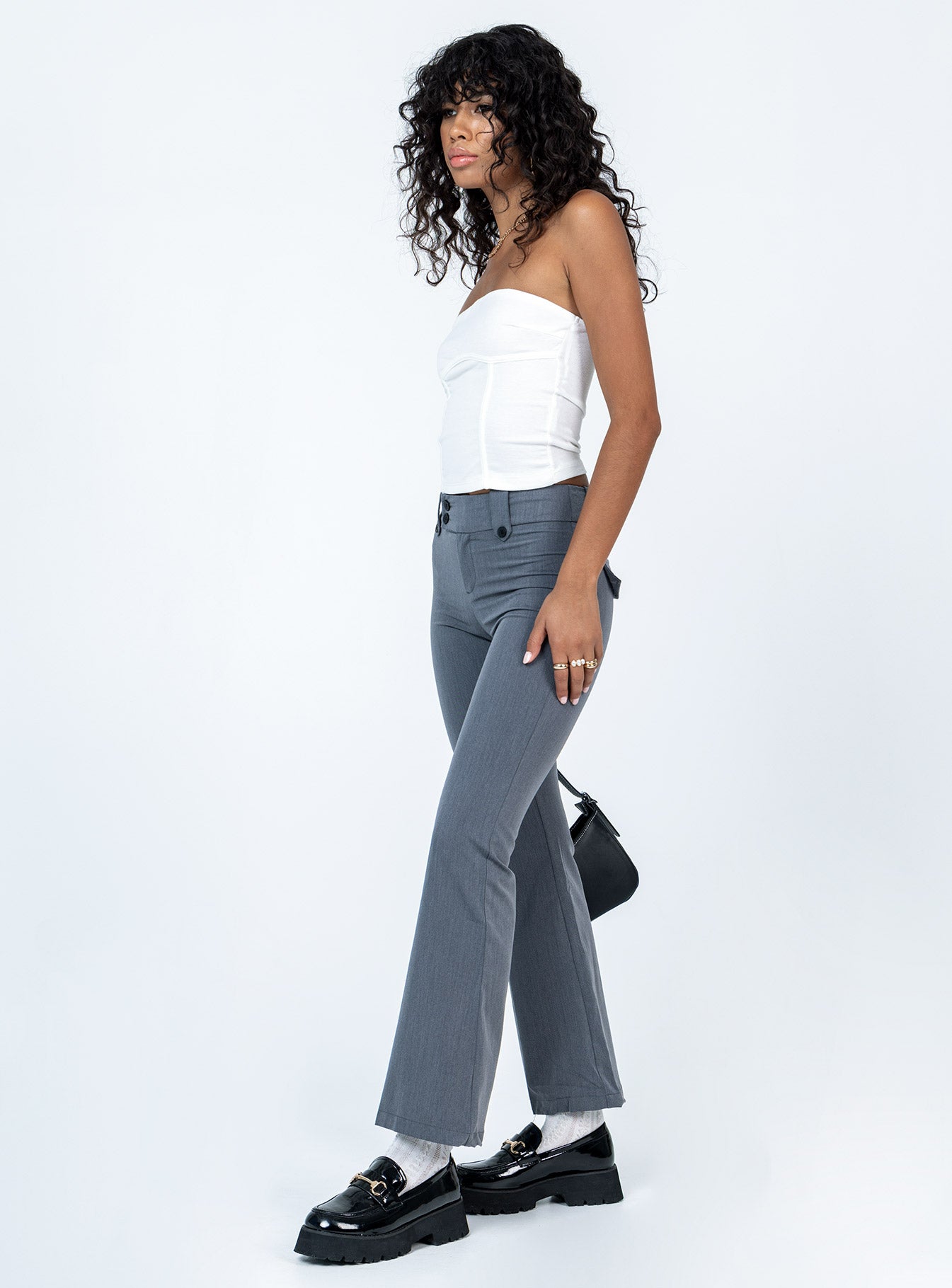 Yianna Low Waist Flare Pants Grey - Image 4