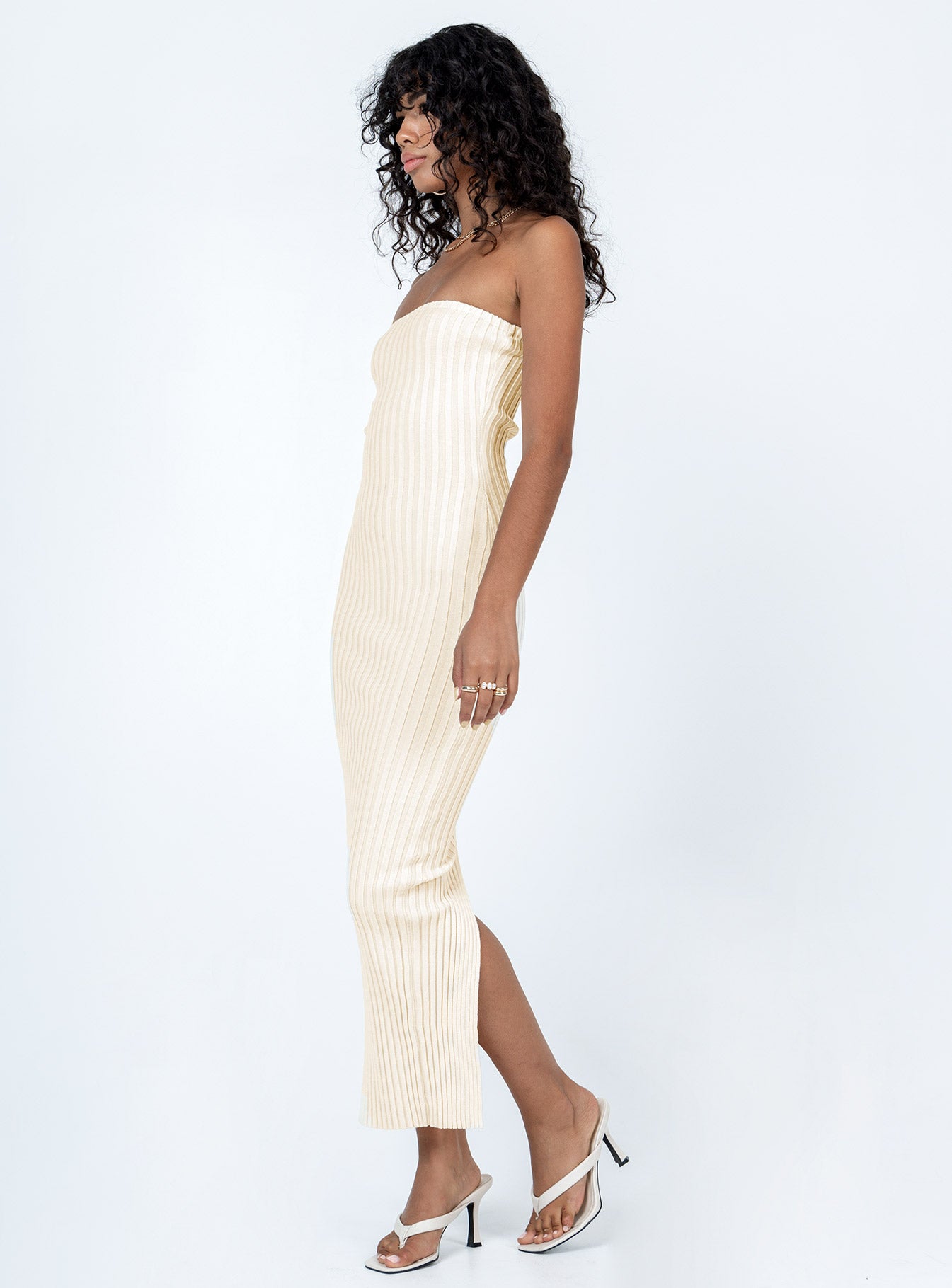 Kalla Midi Dress Beige - Image 4