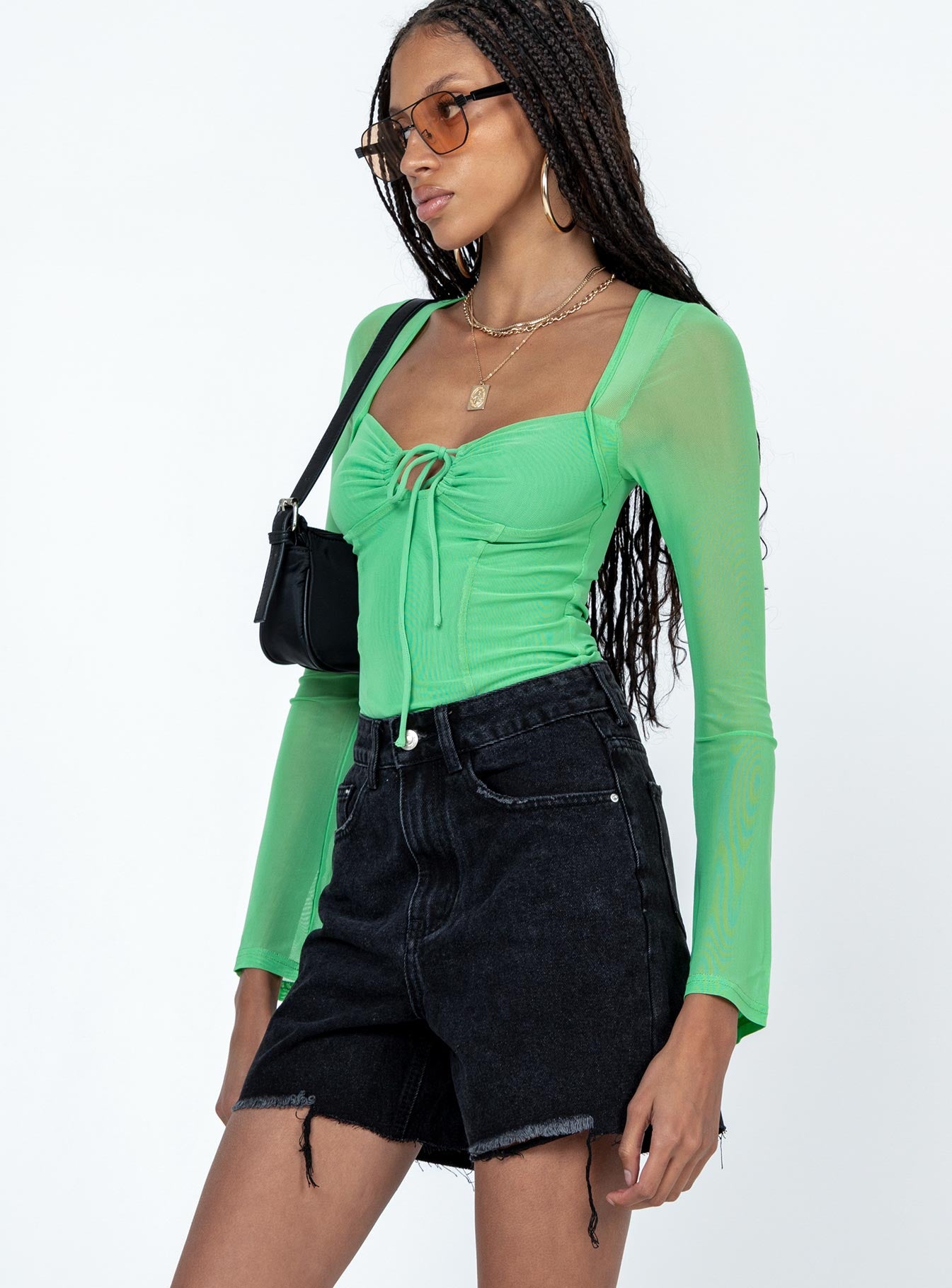 The Lara Denim Shorts Black - Image 3