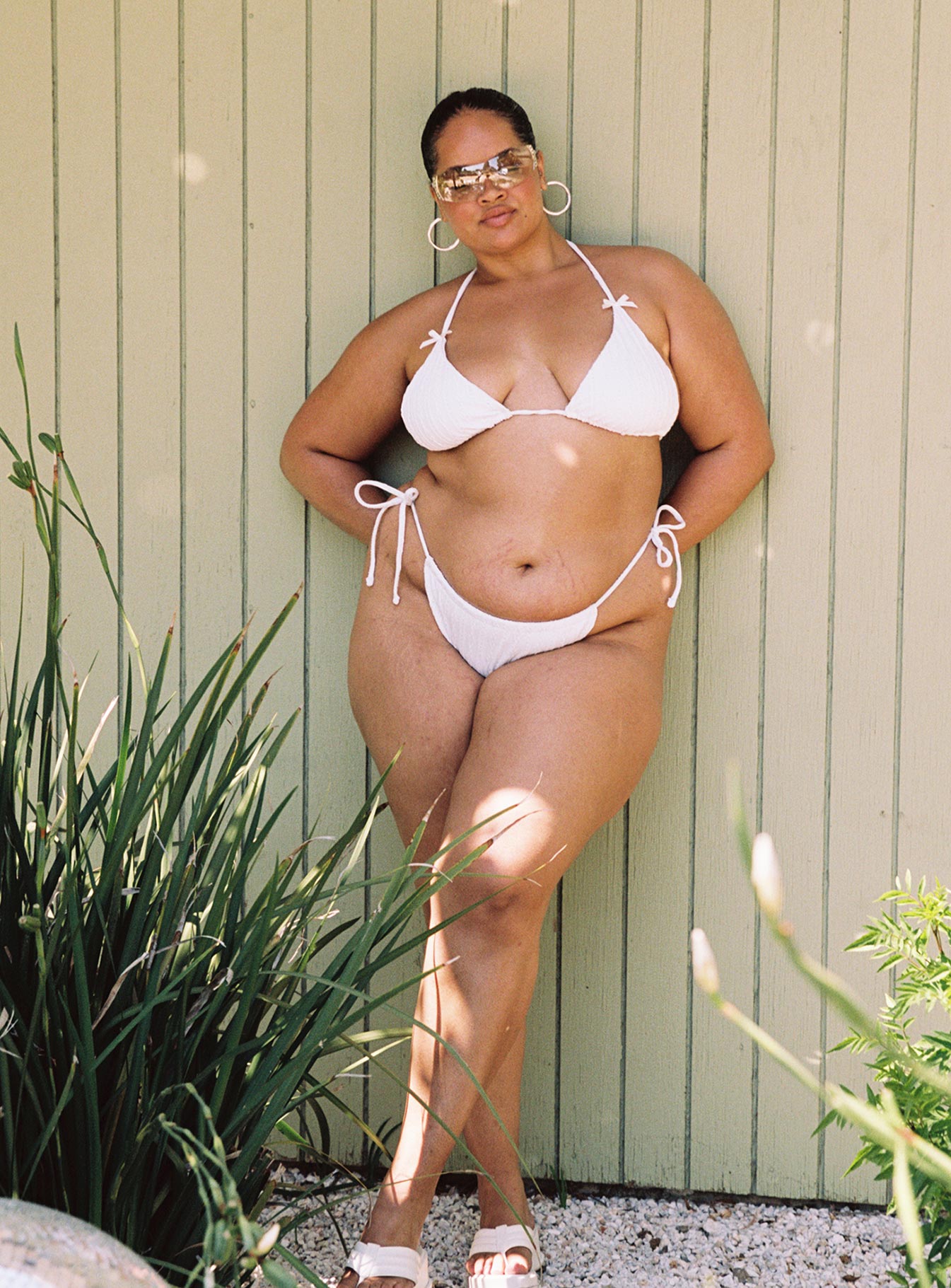 Jenner Triangle White Anglaise Bikini Top Curve - Image 3