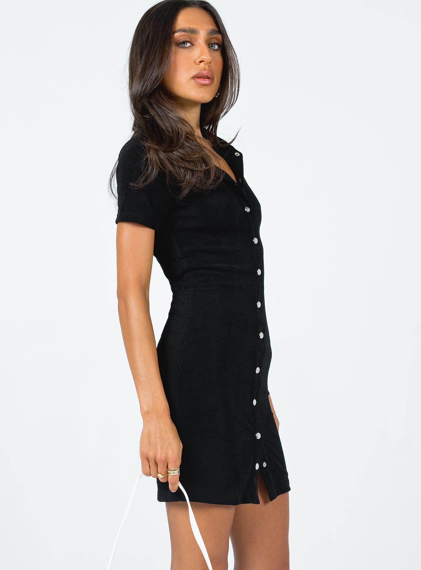 Elody Short Sleeve Mini Dress Black - Image 5