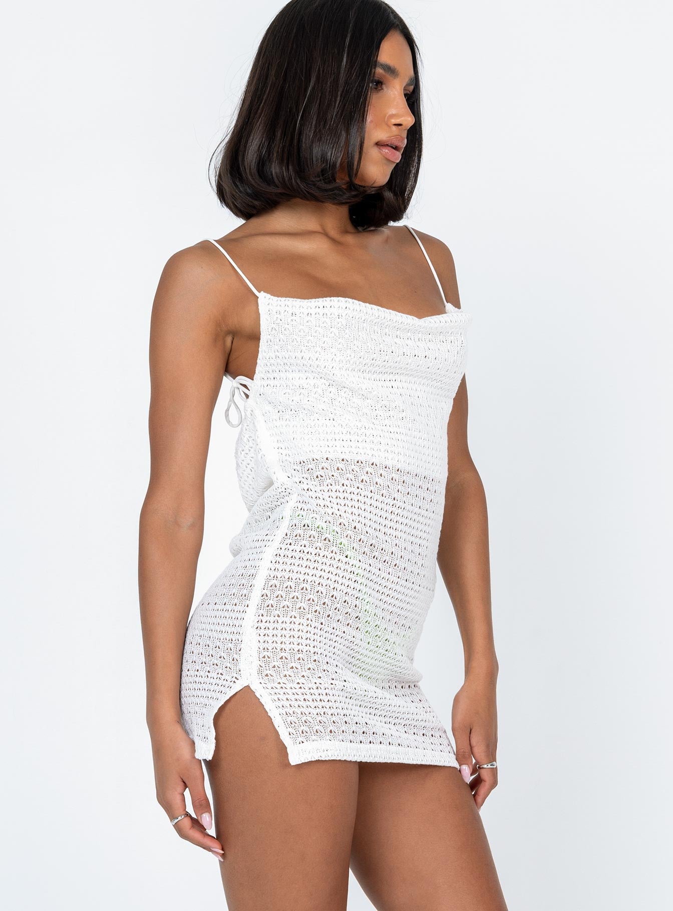 Carla Cowl Neck Mini Dress White - Image 4
