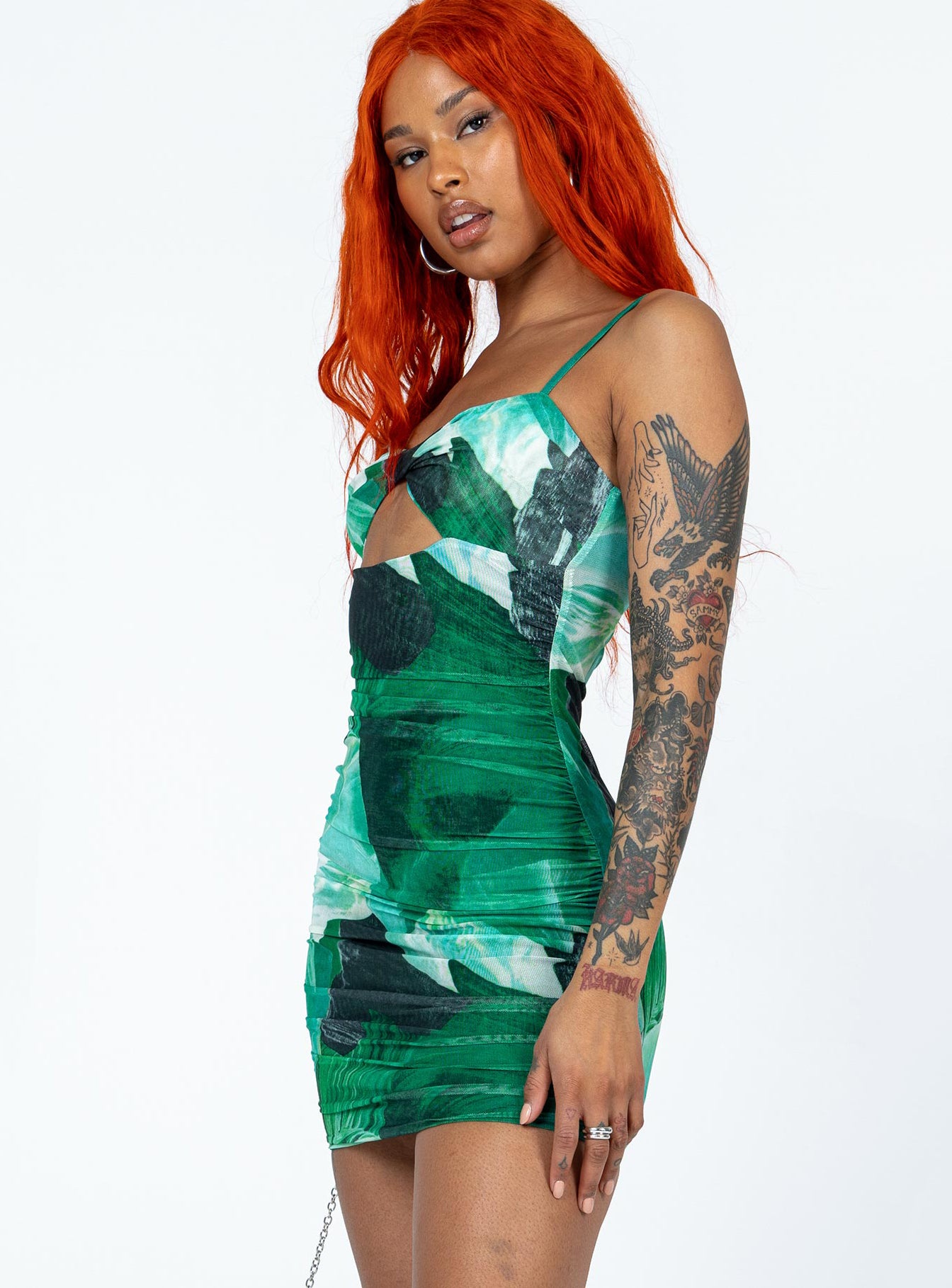 Poison Ivy Mini Dress Green - Image 5