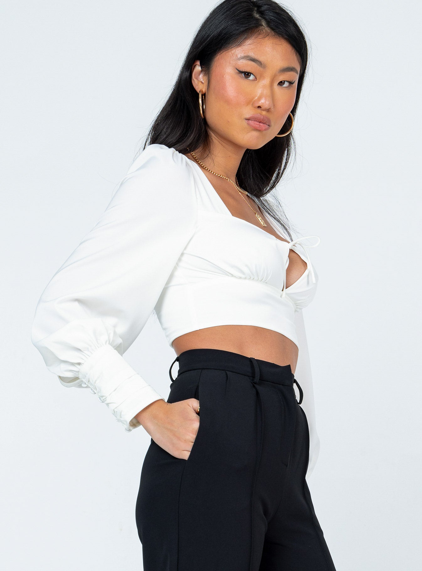 Dimitri Long Sleeve Top White - Image 3