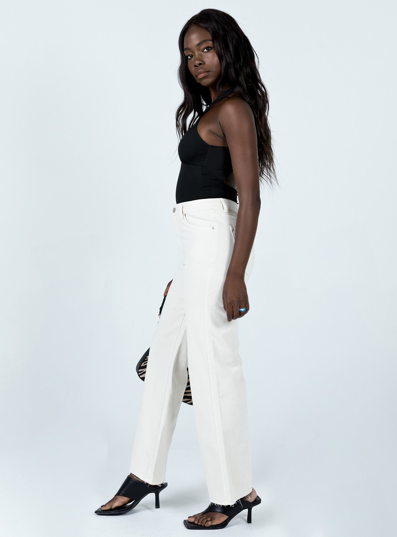 Mamaia Straight Leg Denim Jeans Cream - Image 3