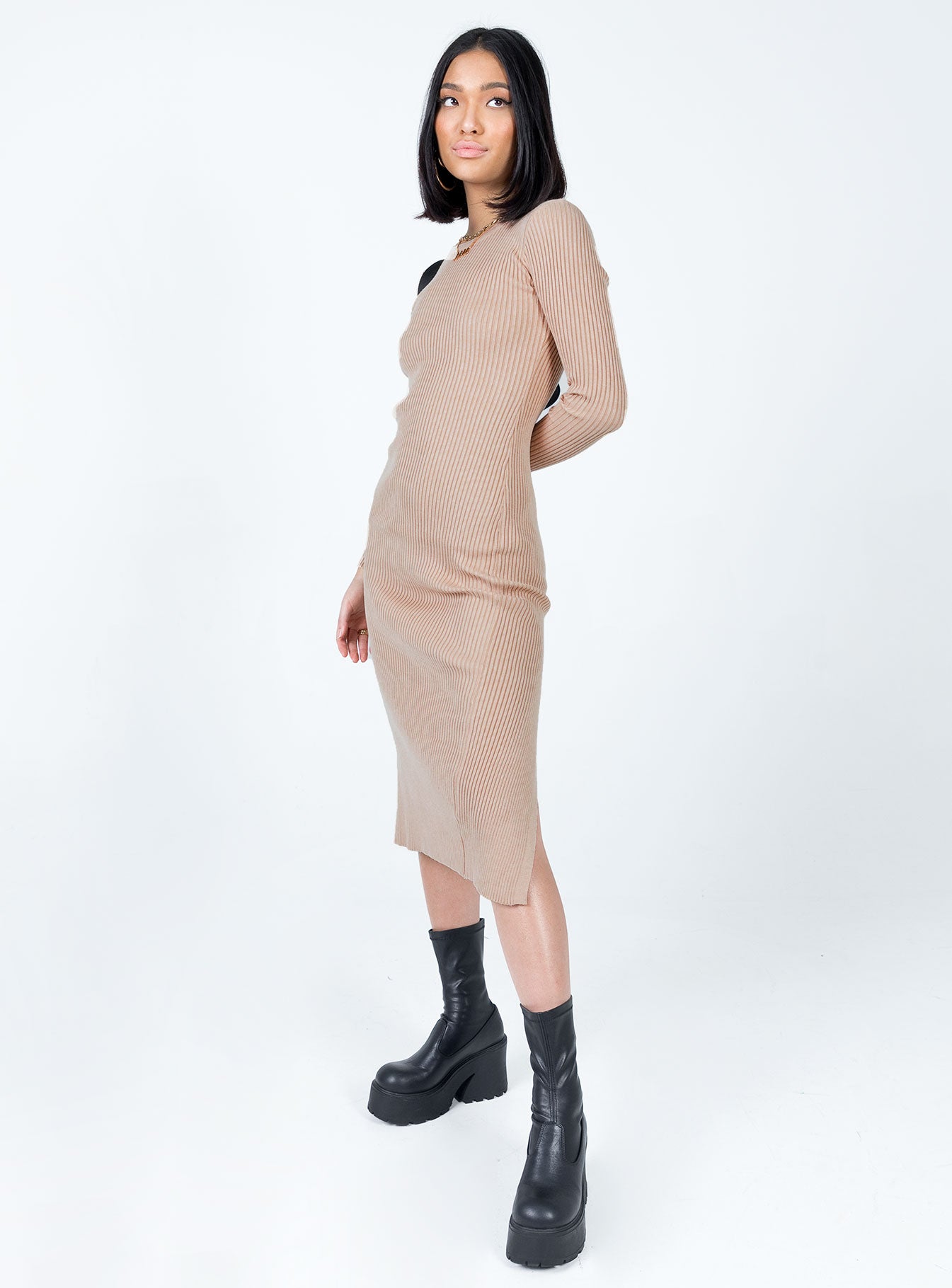 Tiarnie Midi Dress Beige - Image 3