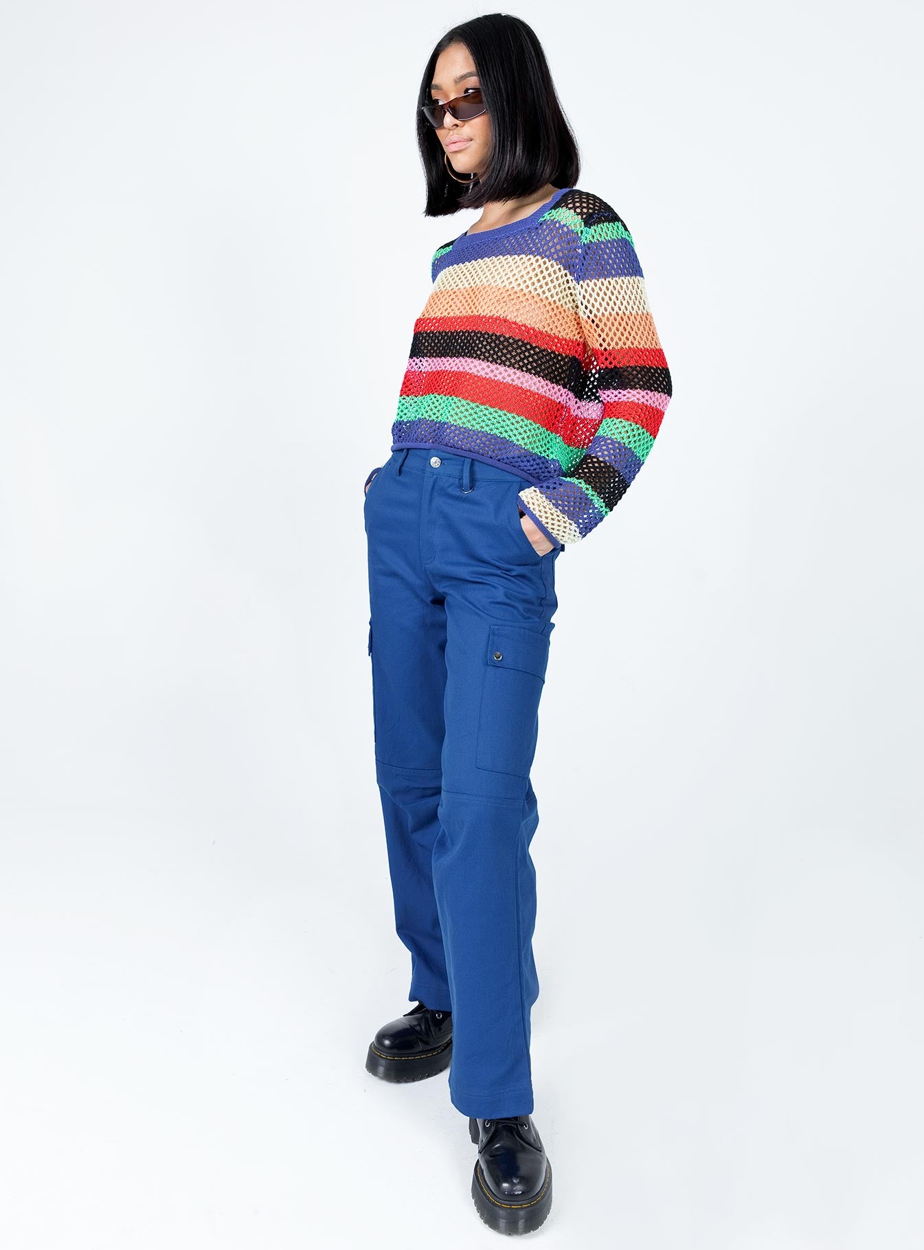 Fallout Mid Rise Cargo Pants Blue - Image 3