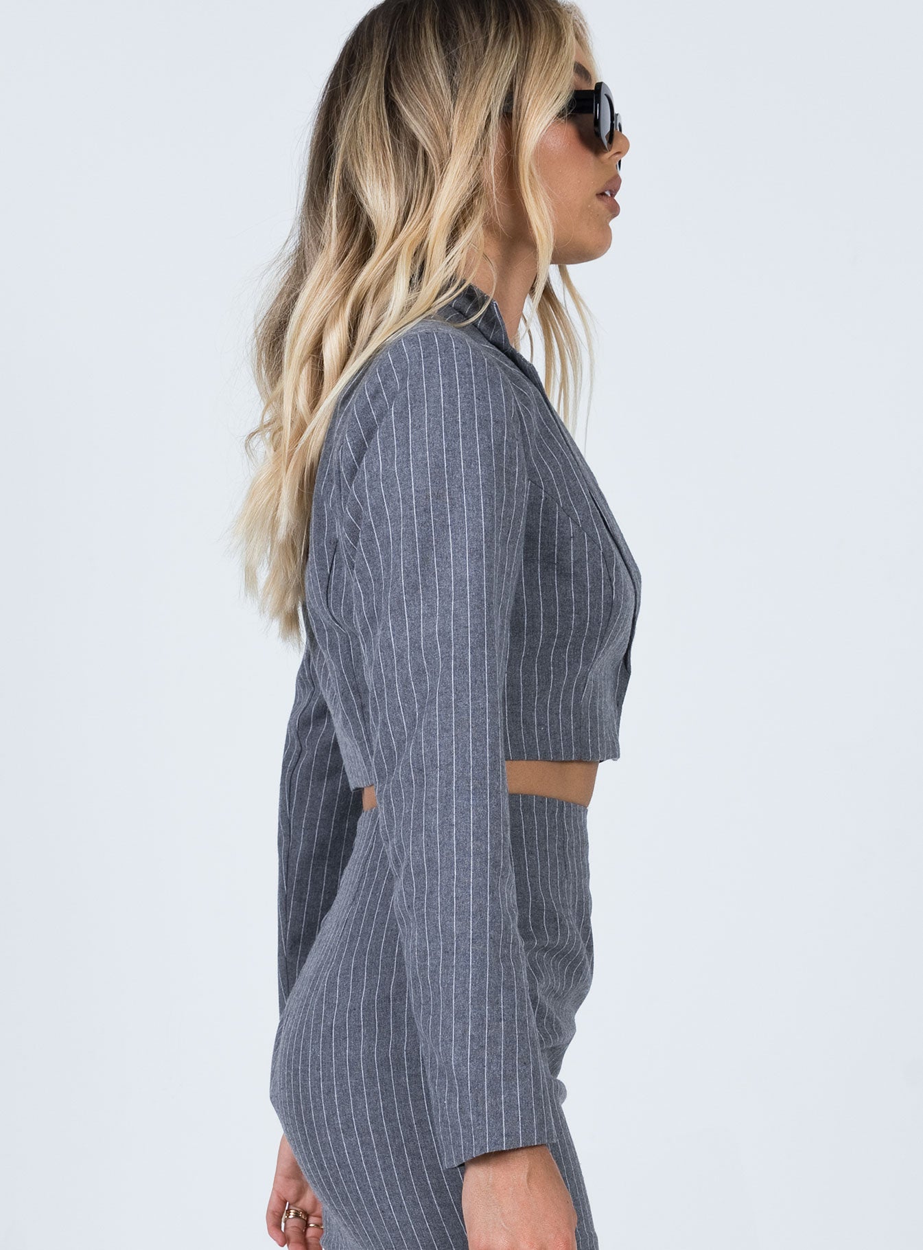 Claremont Cropped Blazer Grey - Image 4