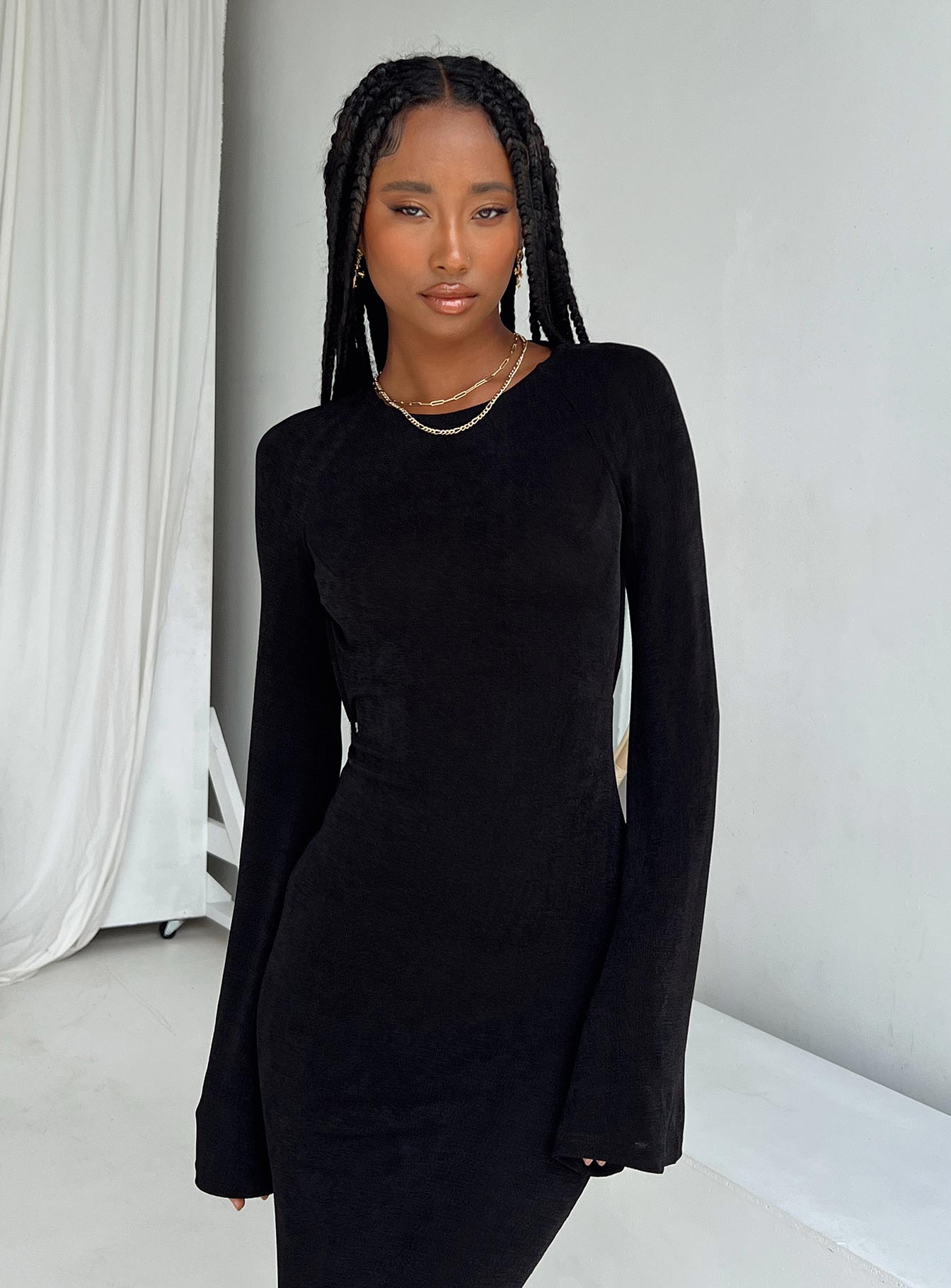 Amersham Long Sleeve Maxi Dress Black - Image 7