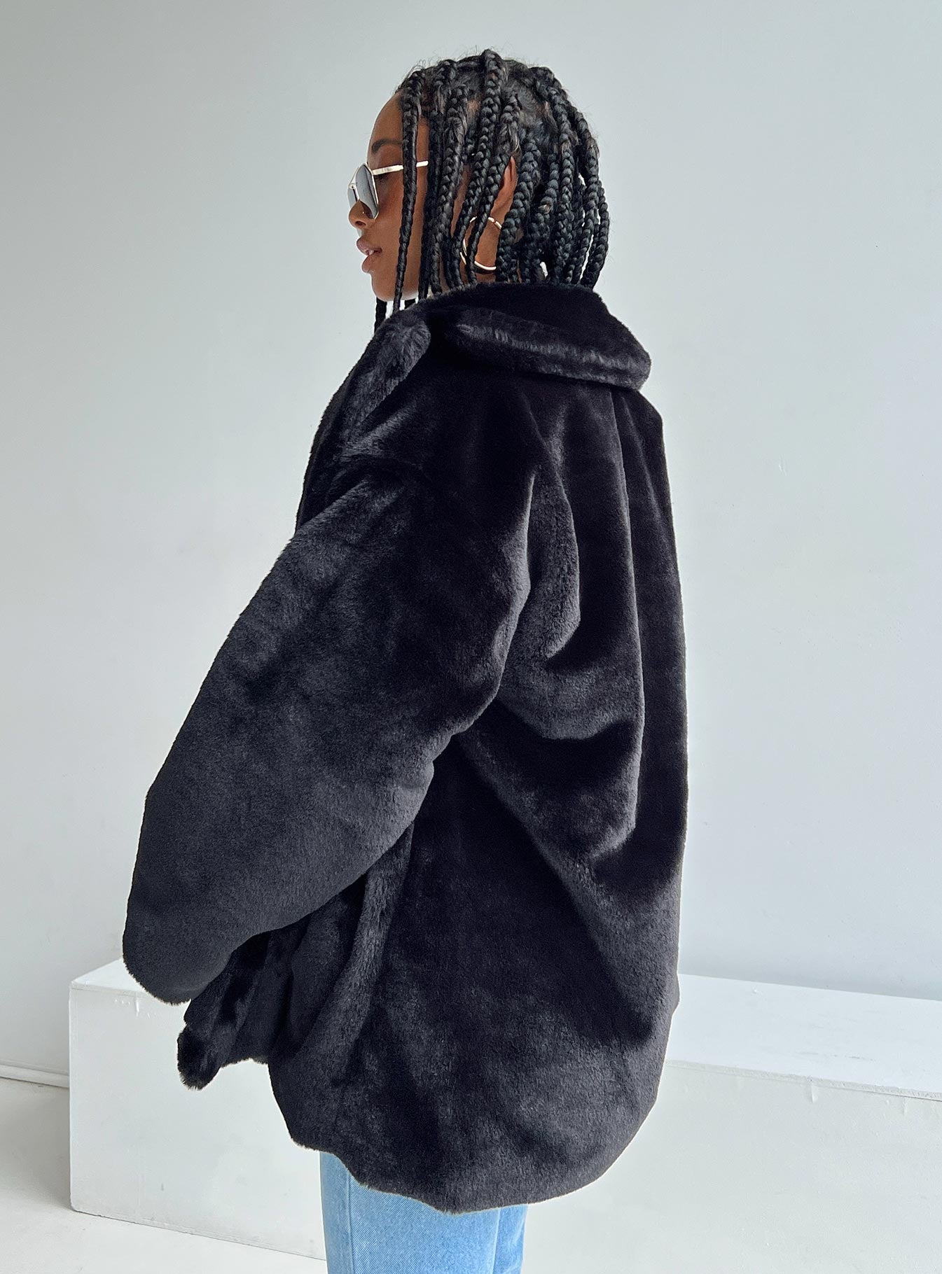 Dune Faux Fur Jacket Black - Image 5