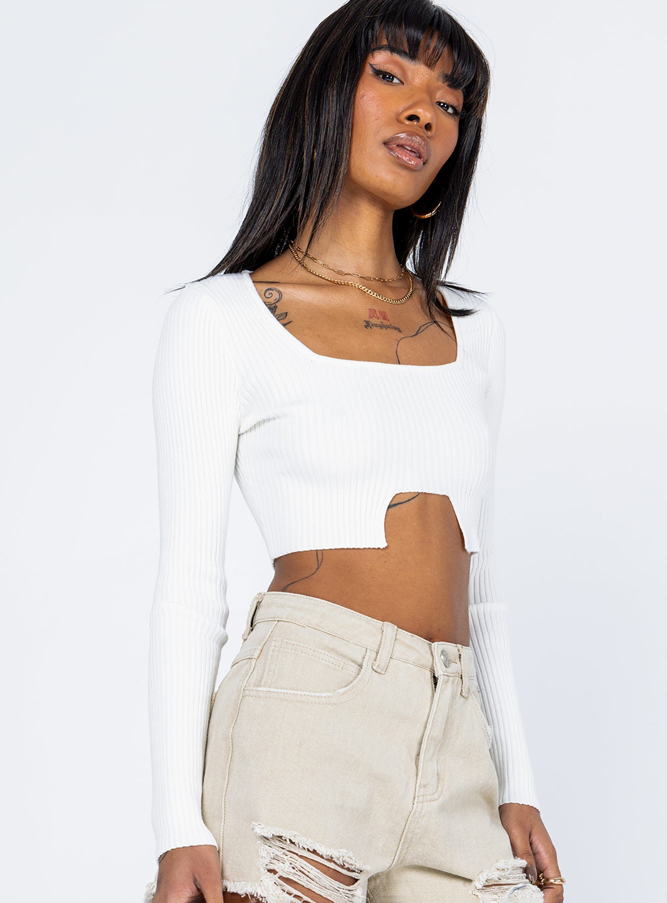 Loreta Long Sleeve Top White - Image 3