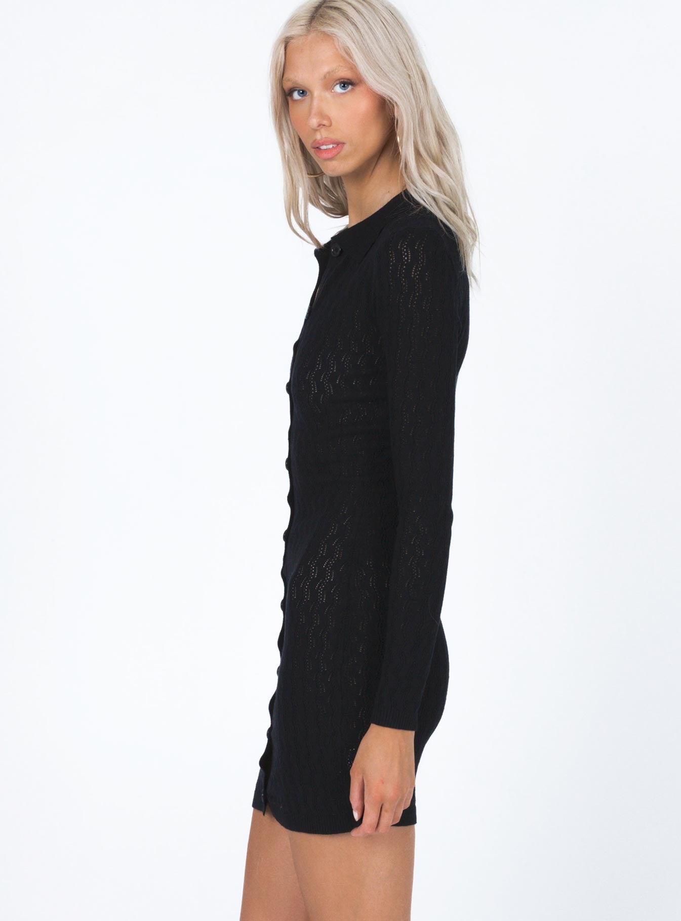 Zayda Long Sleeve Mini Dress Black - Image 3