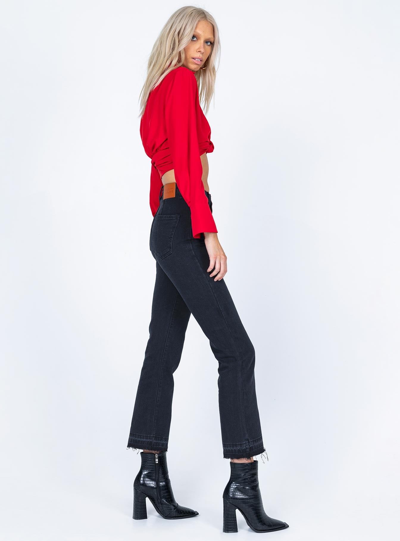 Marseille Cropped Leg Denim Jeans Black - Image 3