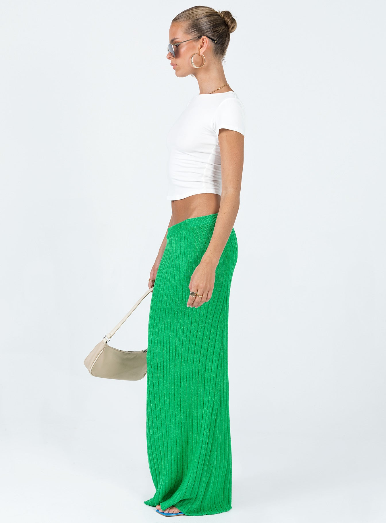 Belle Knit Maxi Skirt Apple Green - Image 4
