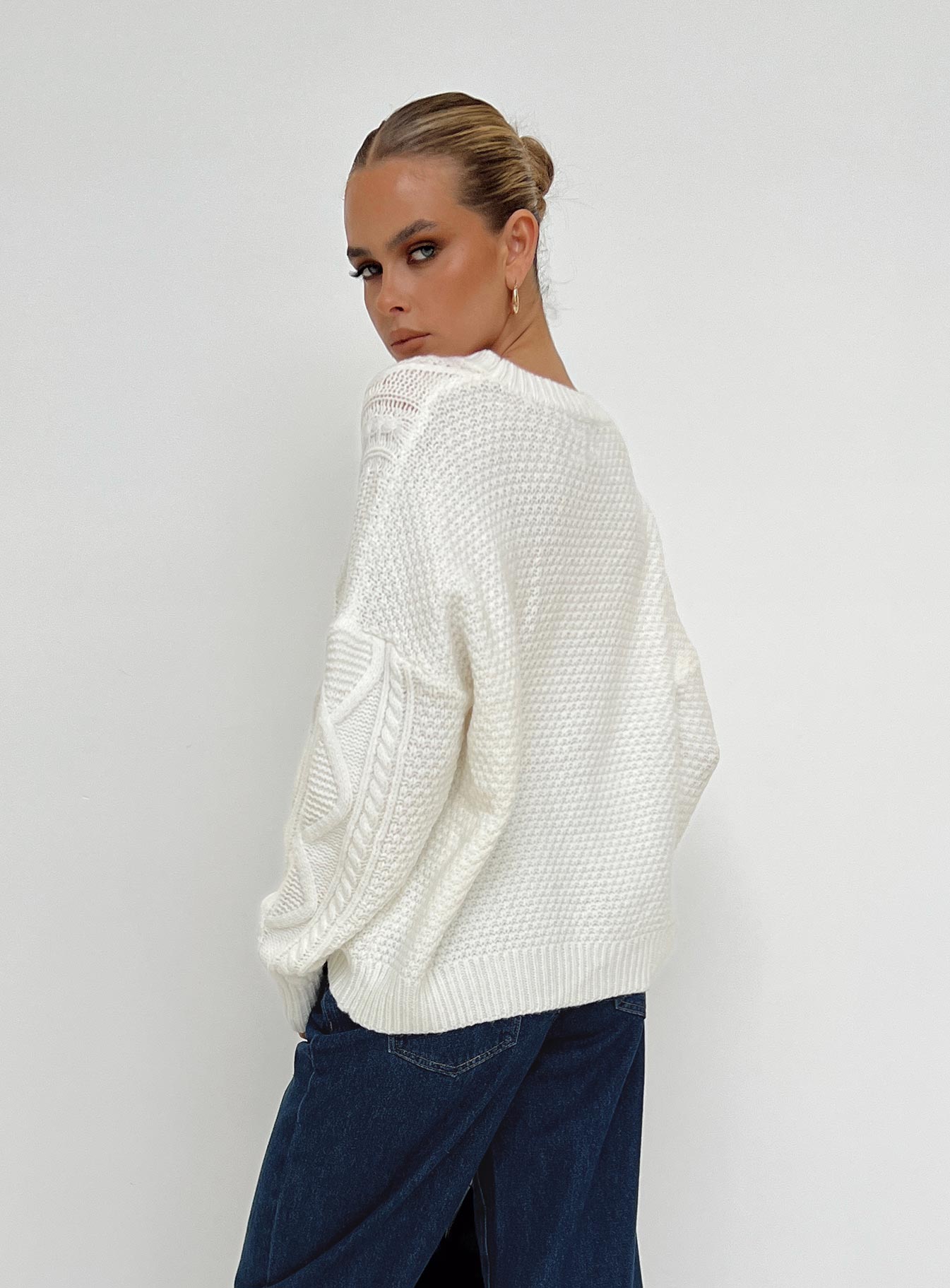Canlish Cable Sweater Cream Lower Impact - Image 3