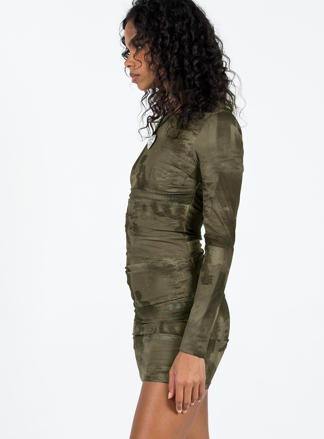 Favel Mini Dress Khaki - Image 4