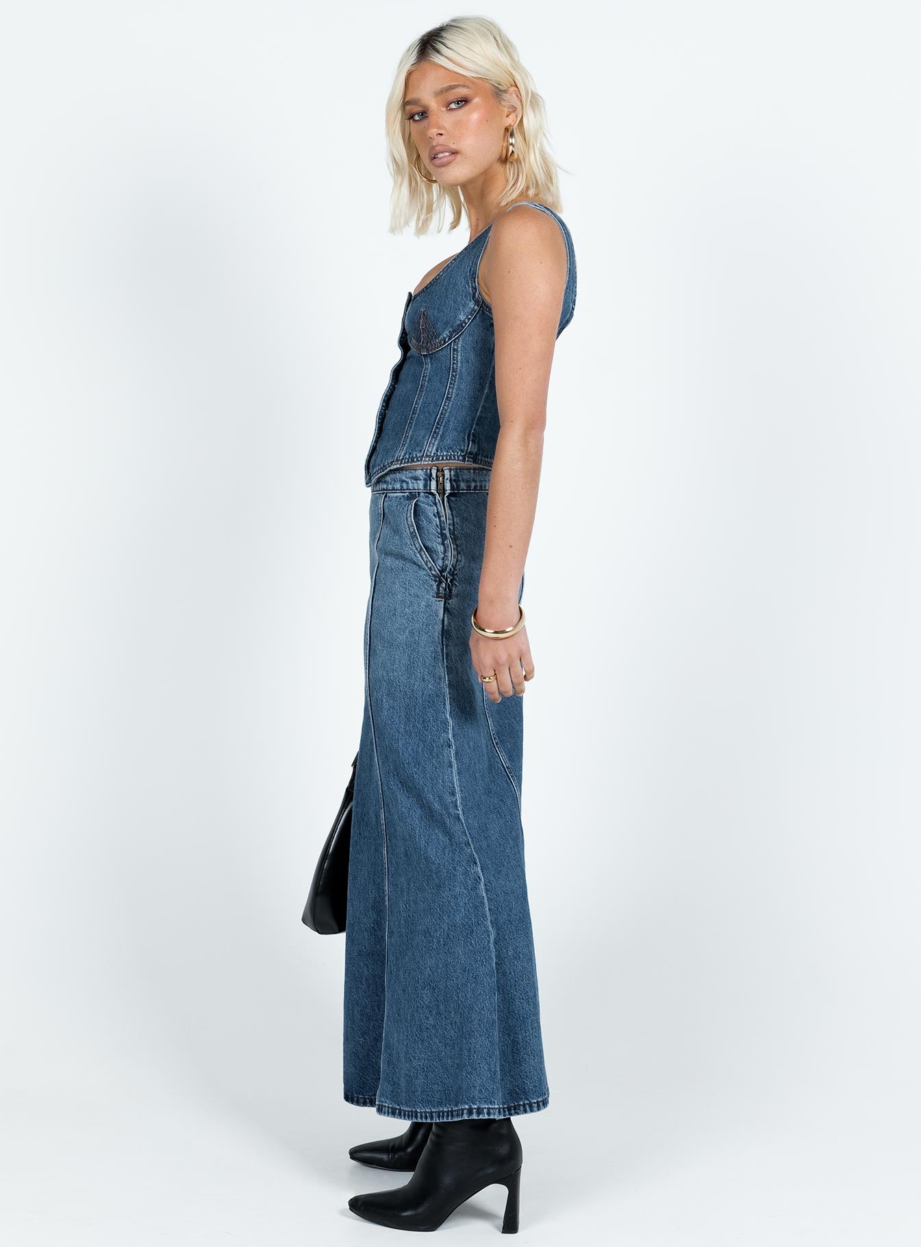 Wyoming Midi Skirt Blue Denim - Image 4