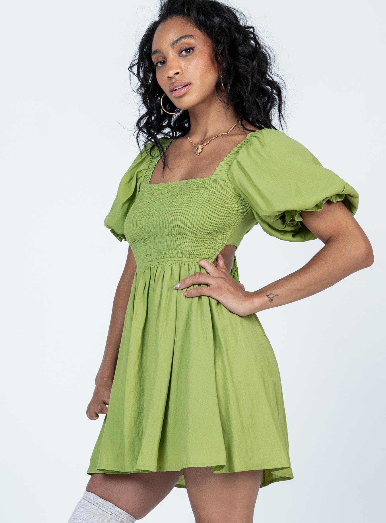 Dani Mini Dress Green - Image 4