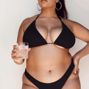 Blanca High Cut Shirred Bikini Bottoms Black Curve