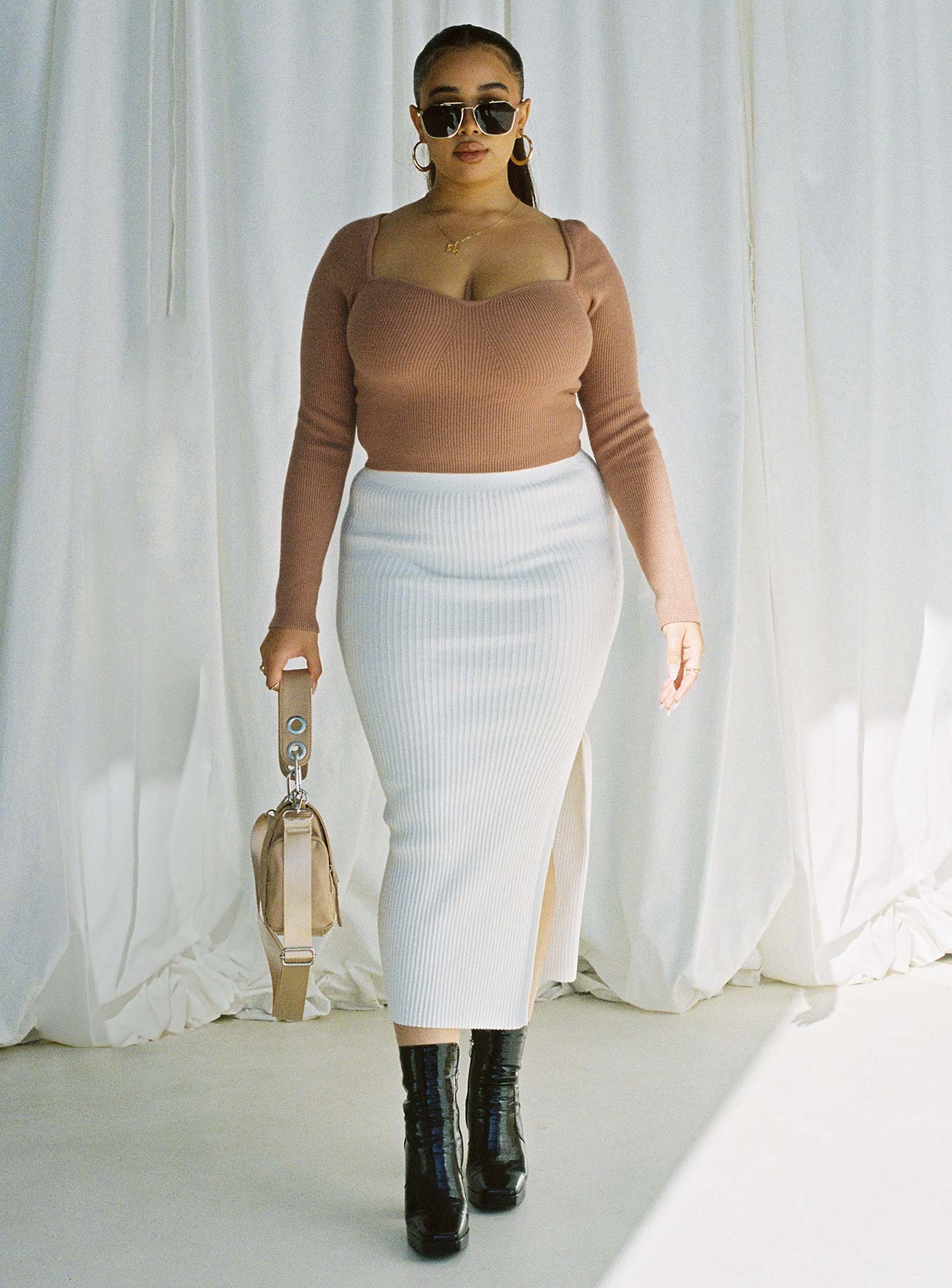 Tanna Midi Skirt Cream Curve - Image 3