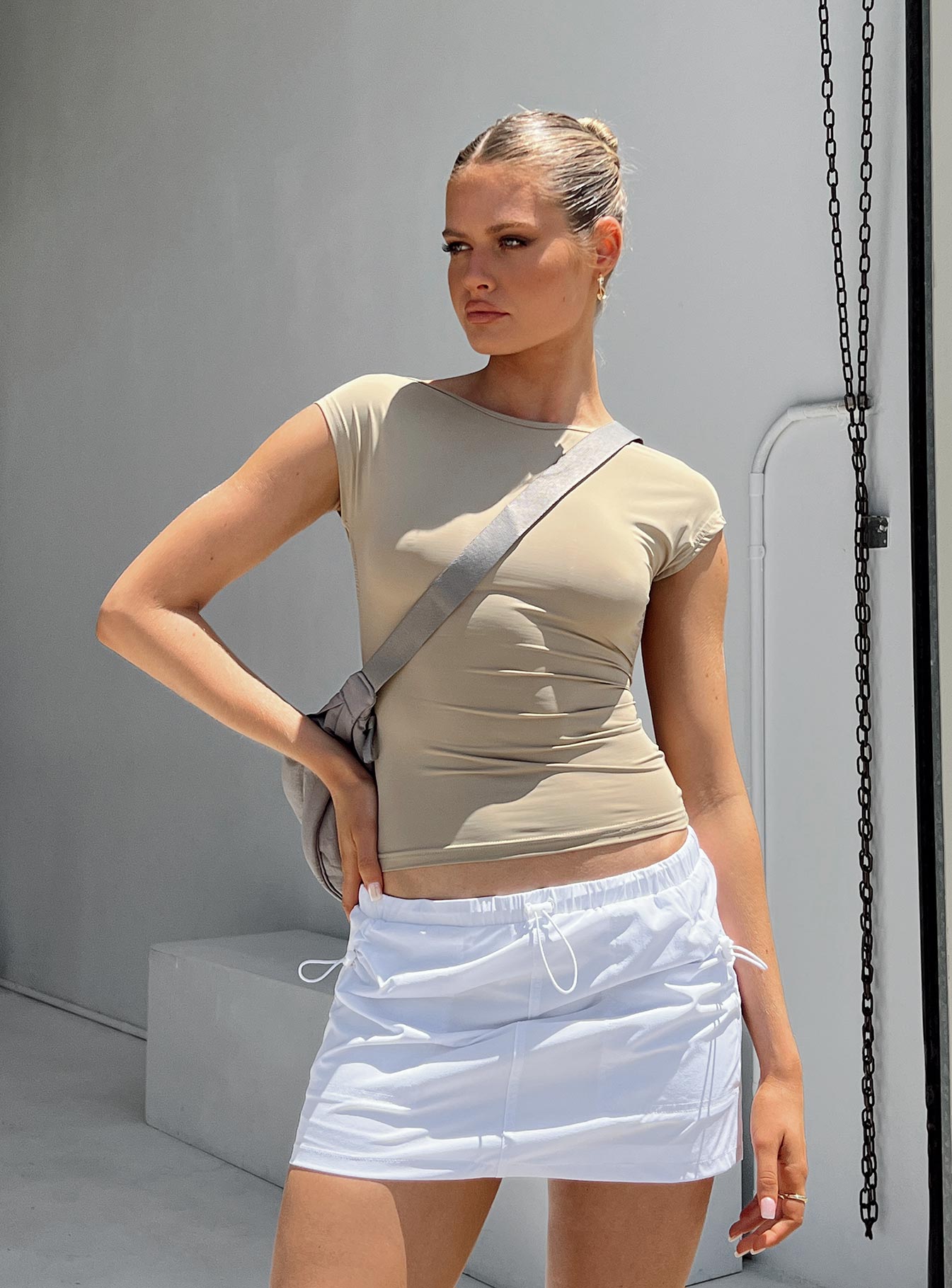 Valery Parachute Mini Skirt White - Image 4