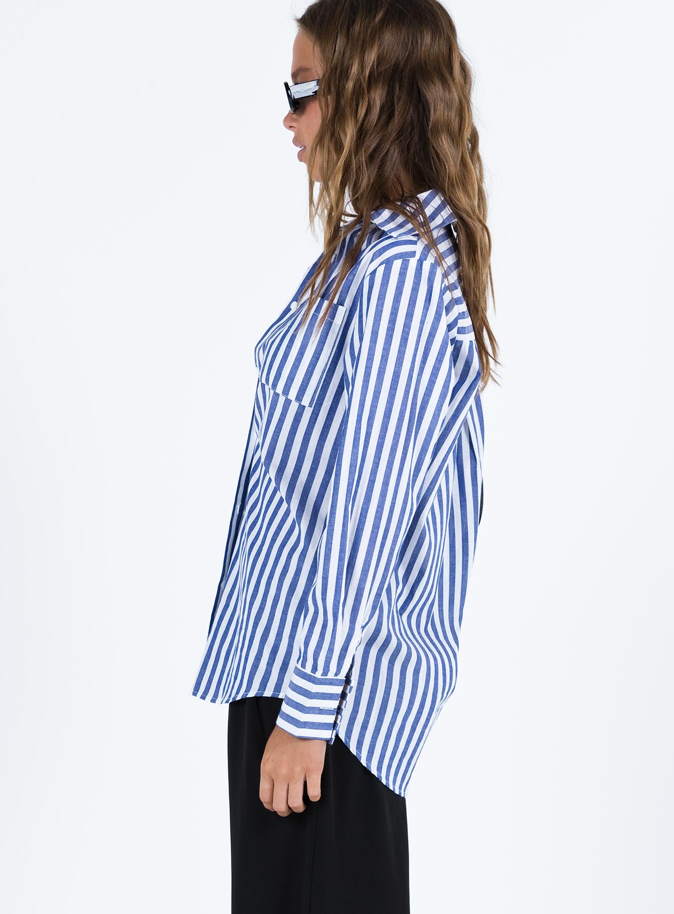 Shaylan Stripe Shirt Blue - Image 4