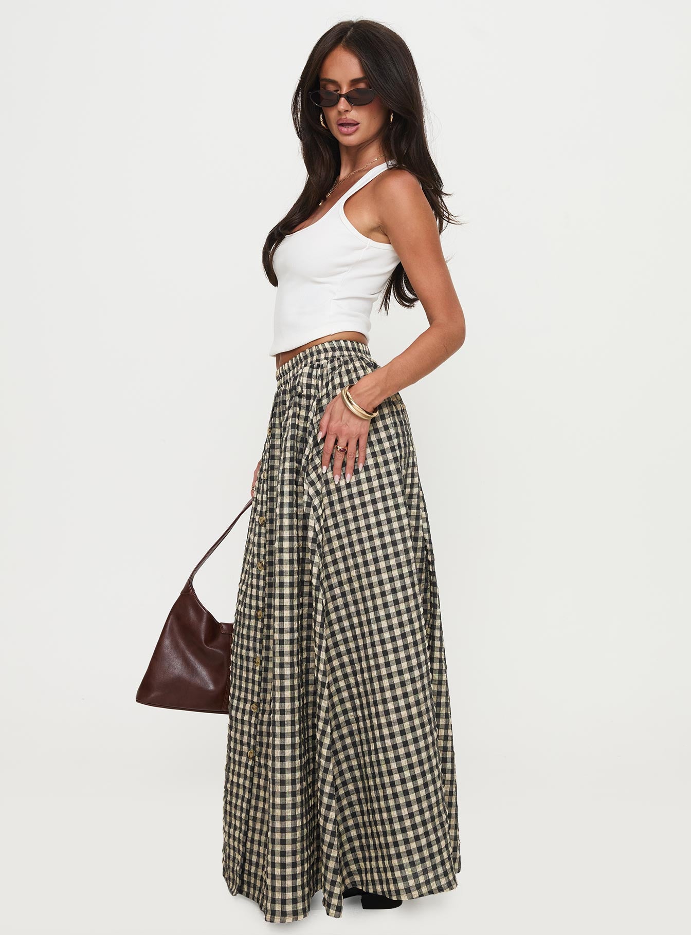 Cartmel Check Maxi Skirt Black / Cream - Image 4