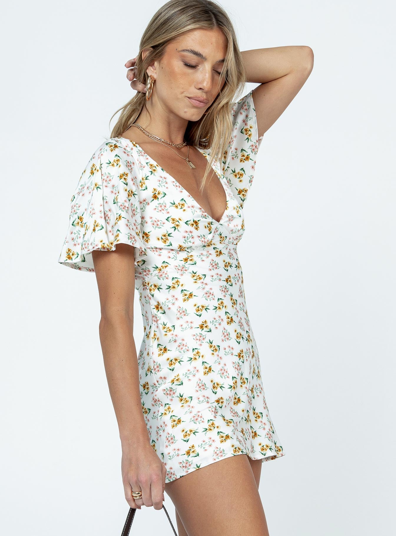 Lucine Mini Dress White Floral - Image 4