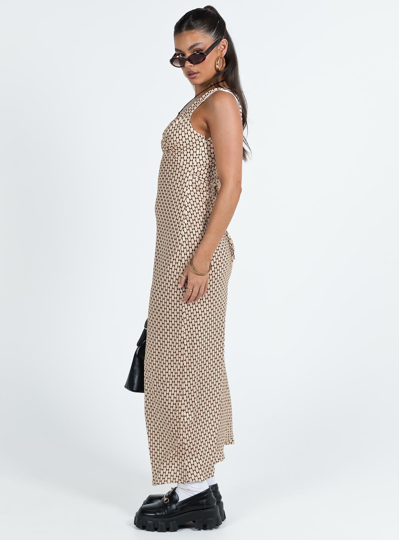 Maysa Geo Maxi Dress Beige - Image 5
