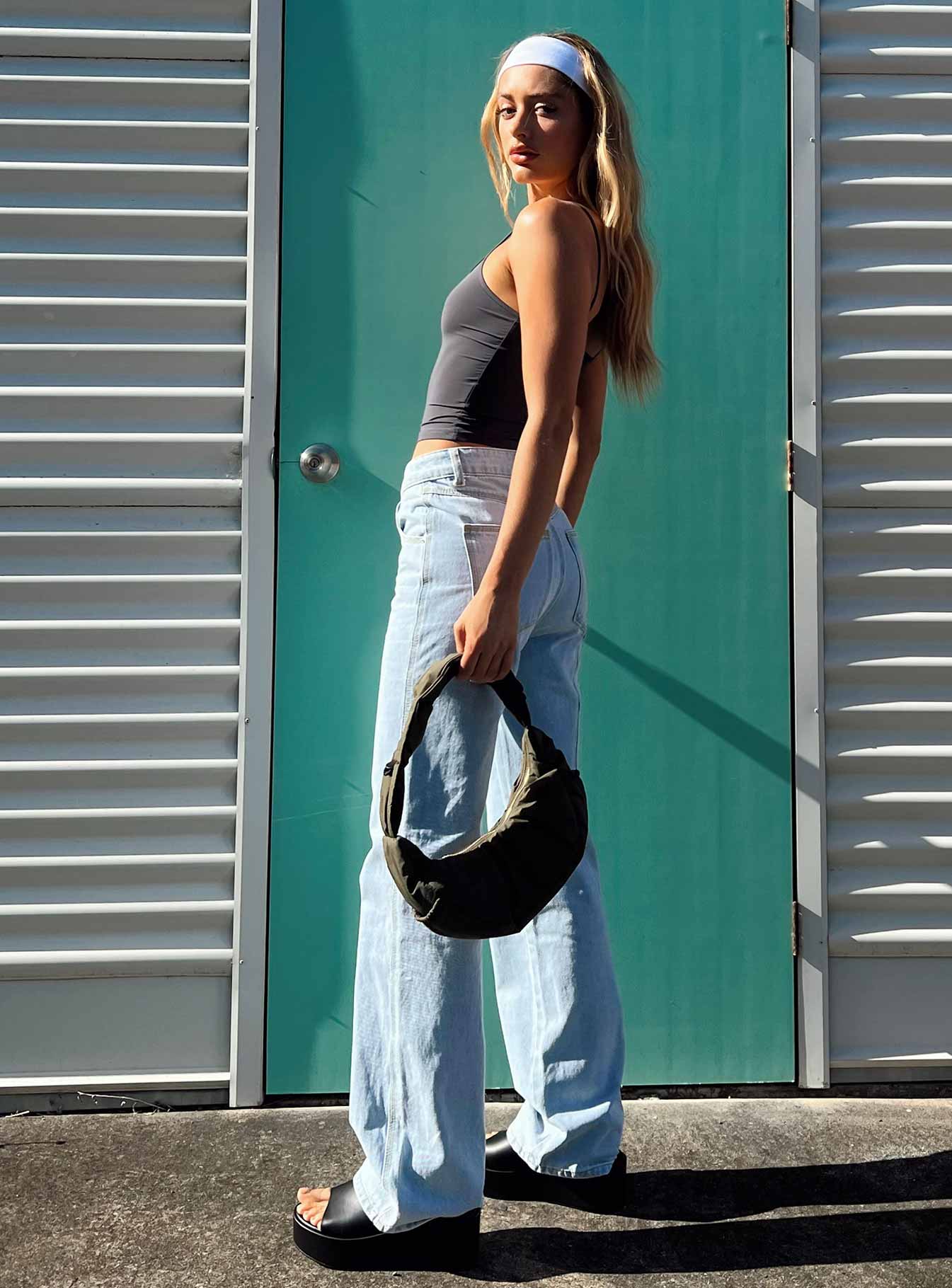 Morala Wide Leg Cargo Jeans Light Wash Denim - Image 3