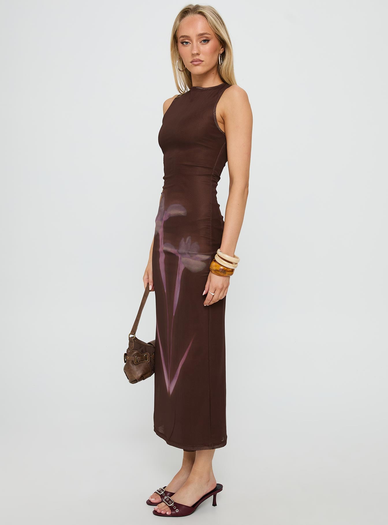 Fayola Maxi Dress Floral Brown - Image 3