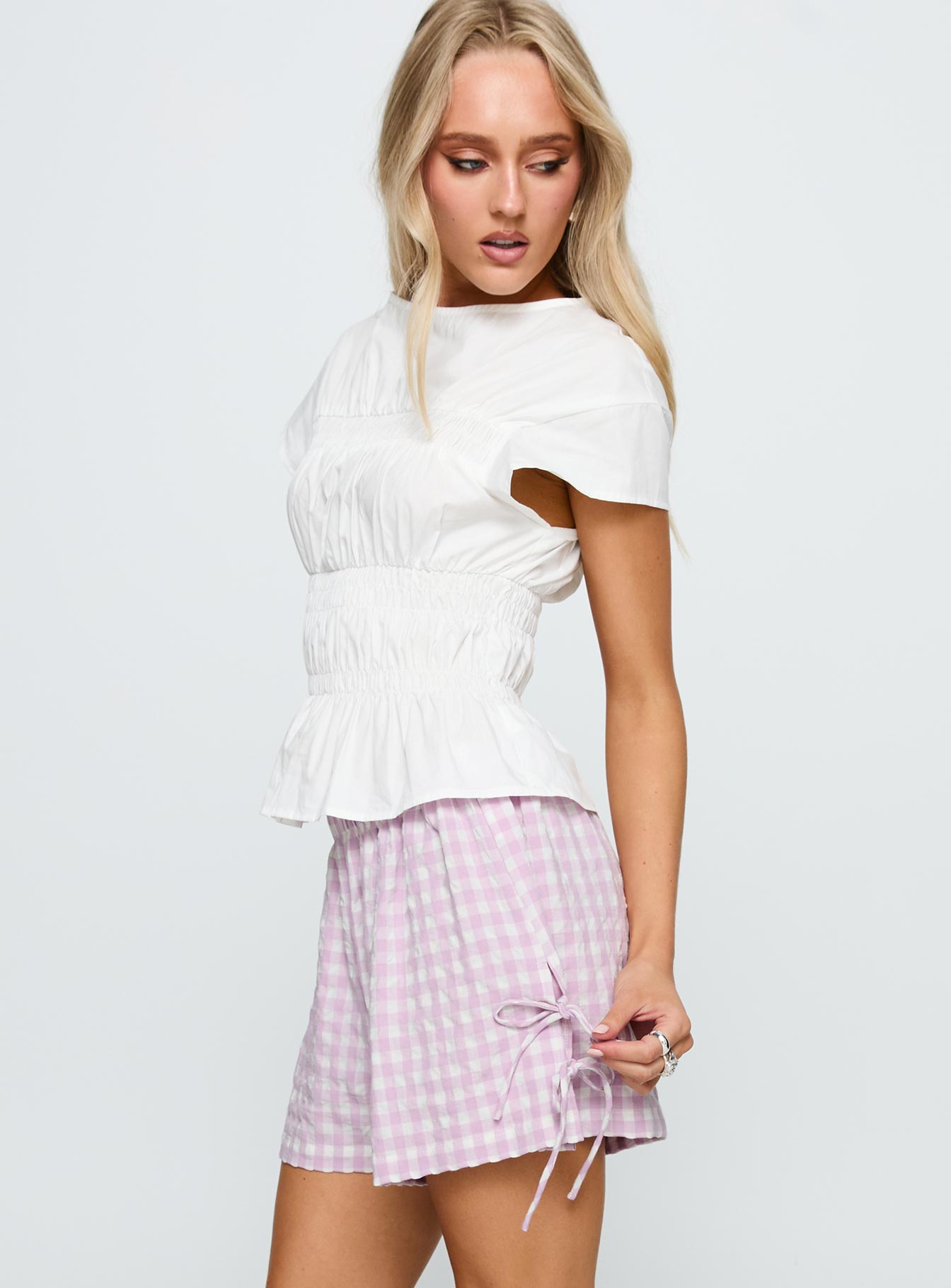 Bubbia Tie Up Shorts Purple / White - Image 3