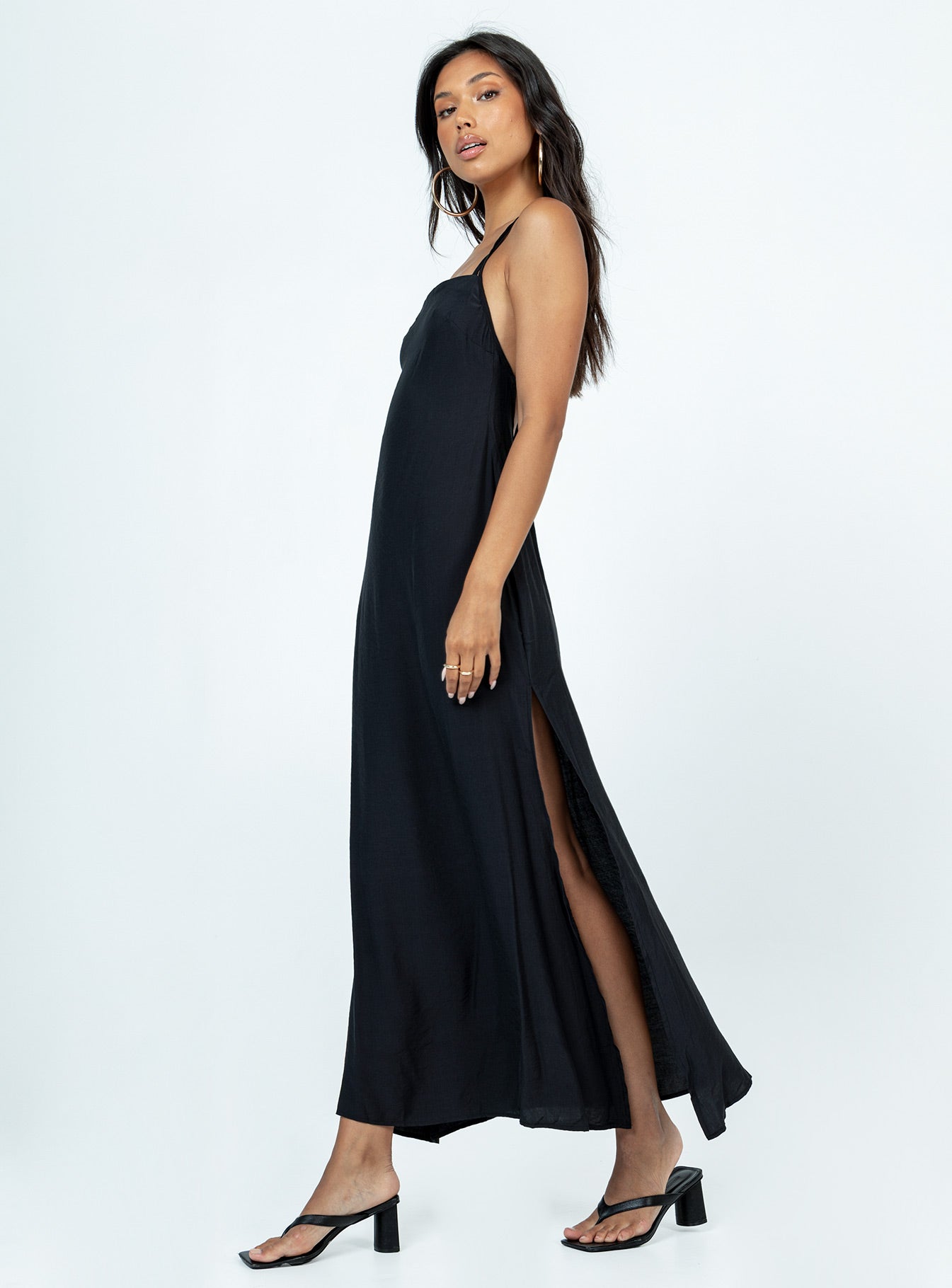 Angela Tie Maxi Dress Black - Image 4